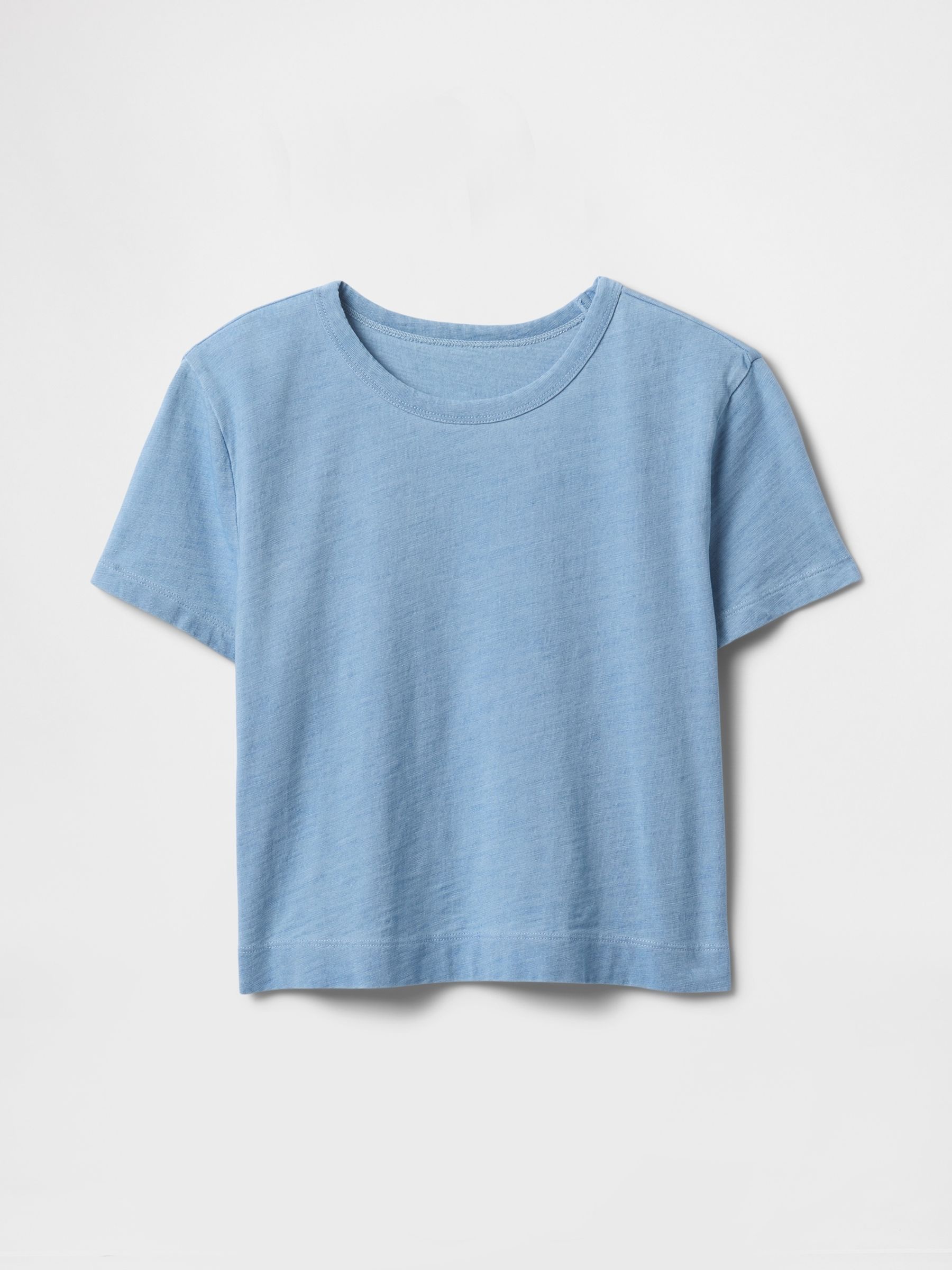 Blue Cotton Crew Neck Cropped T-Shirt - Image 3 of 4