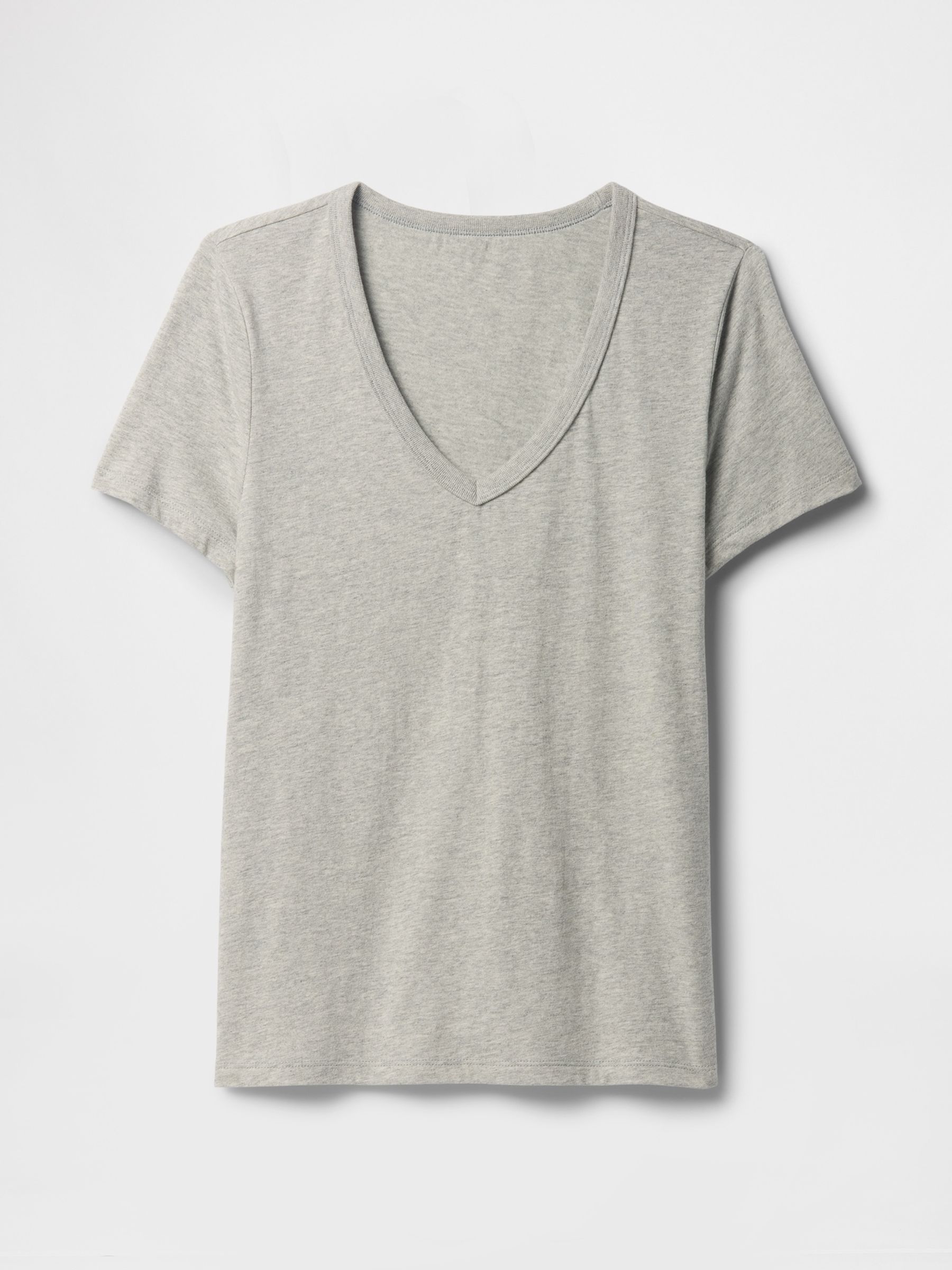 Grey V-Neck Favourite Cotton Short Sleeve T-Shirt - Image 5 of 5