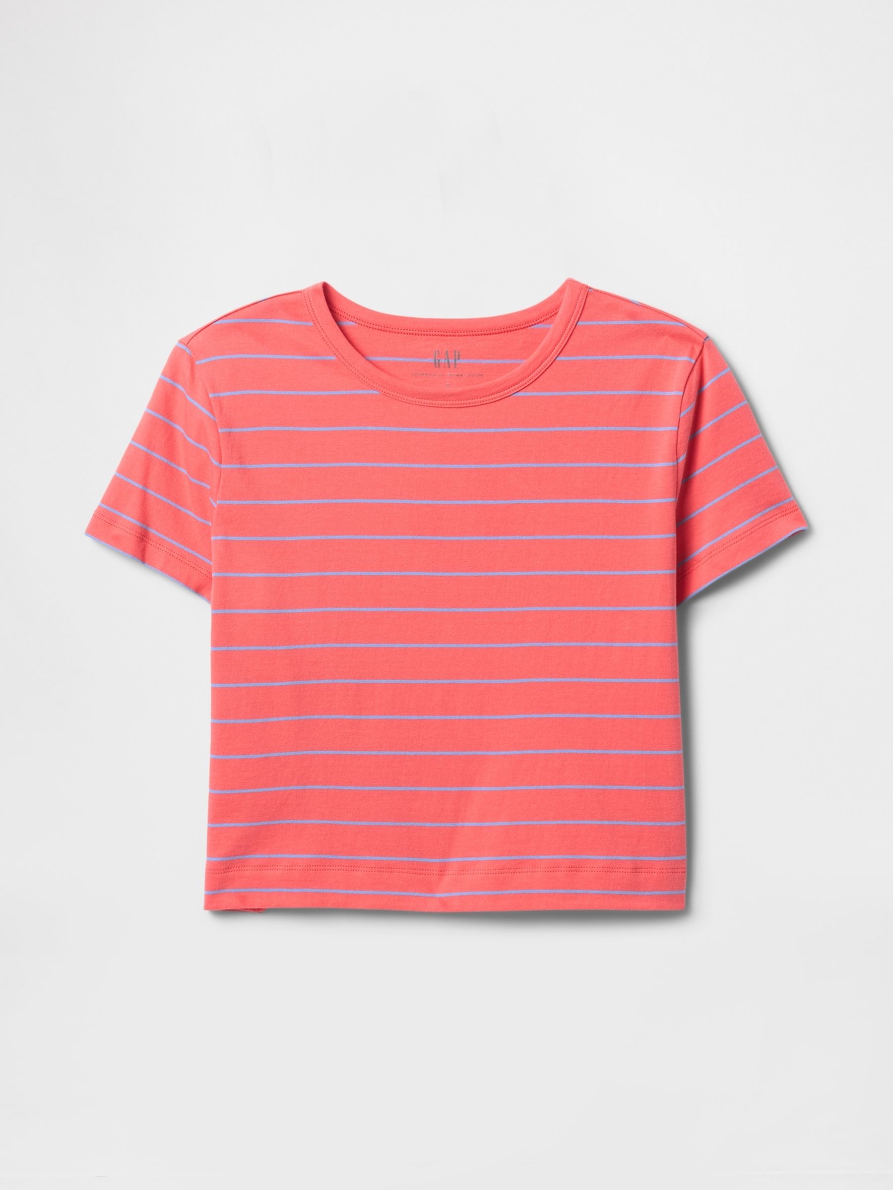 Red & Purple Cotton VintageSoft Cropped Striped T-Shirt - Image 4 of 5