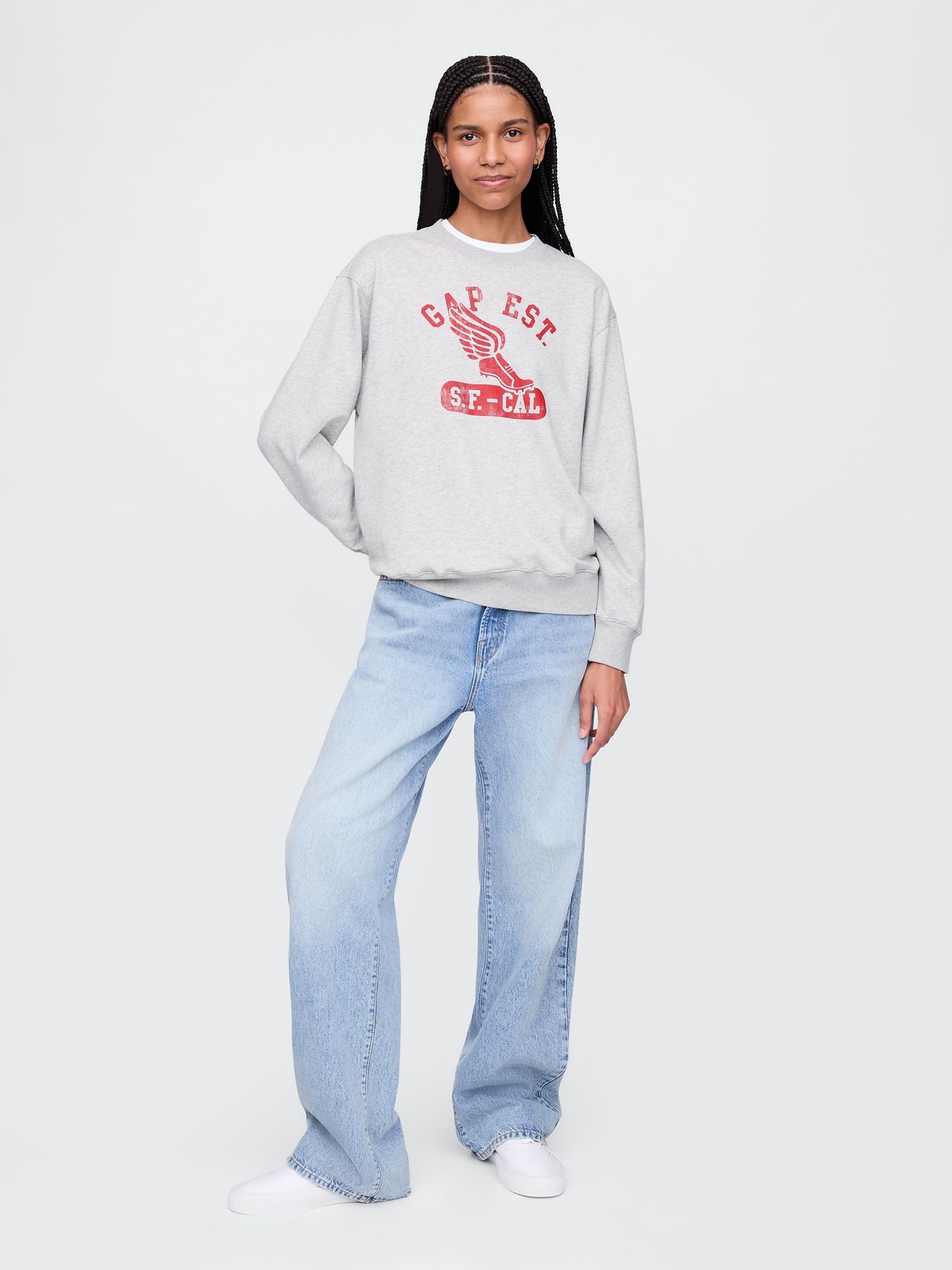 Grey Vintage Soft French Terry Logo Sweatshirt - Image 3 of 5