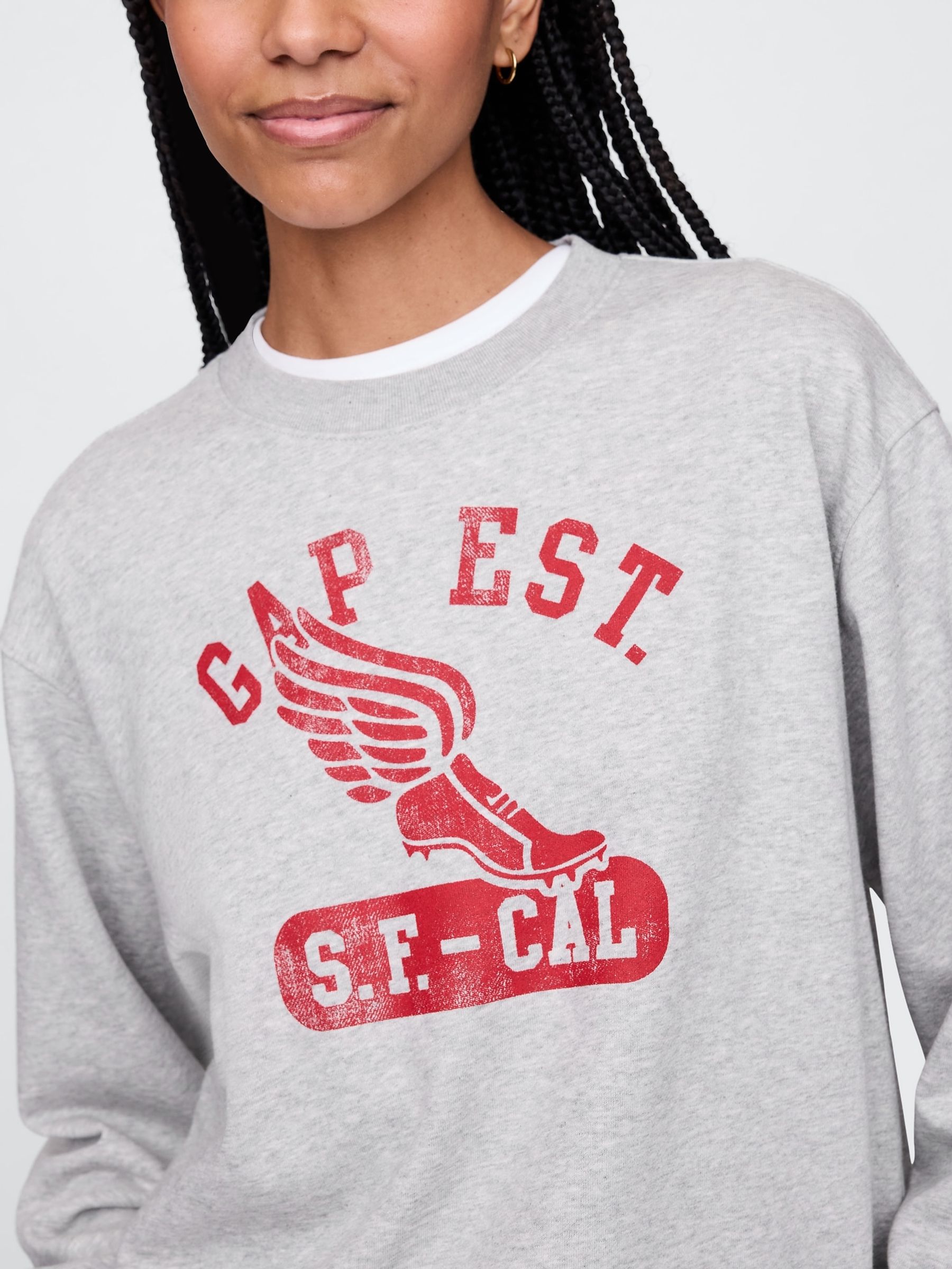 Grey Vintage Soft French Terry Logo Sweatshirt - Image 4 of 5
