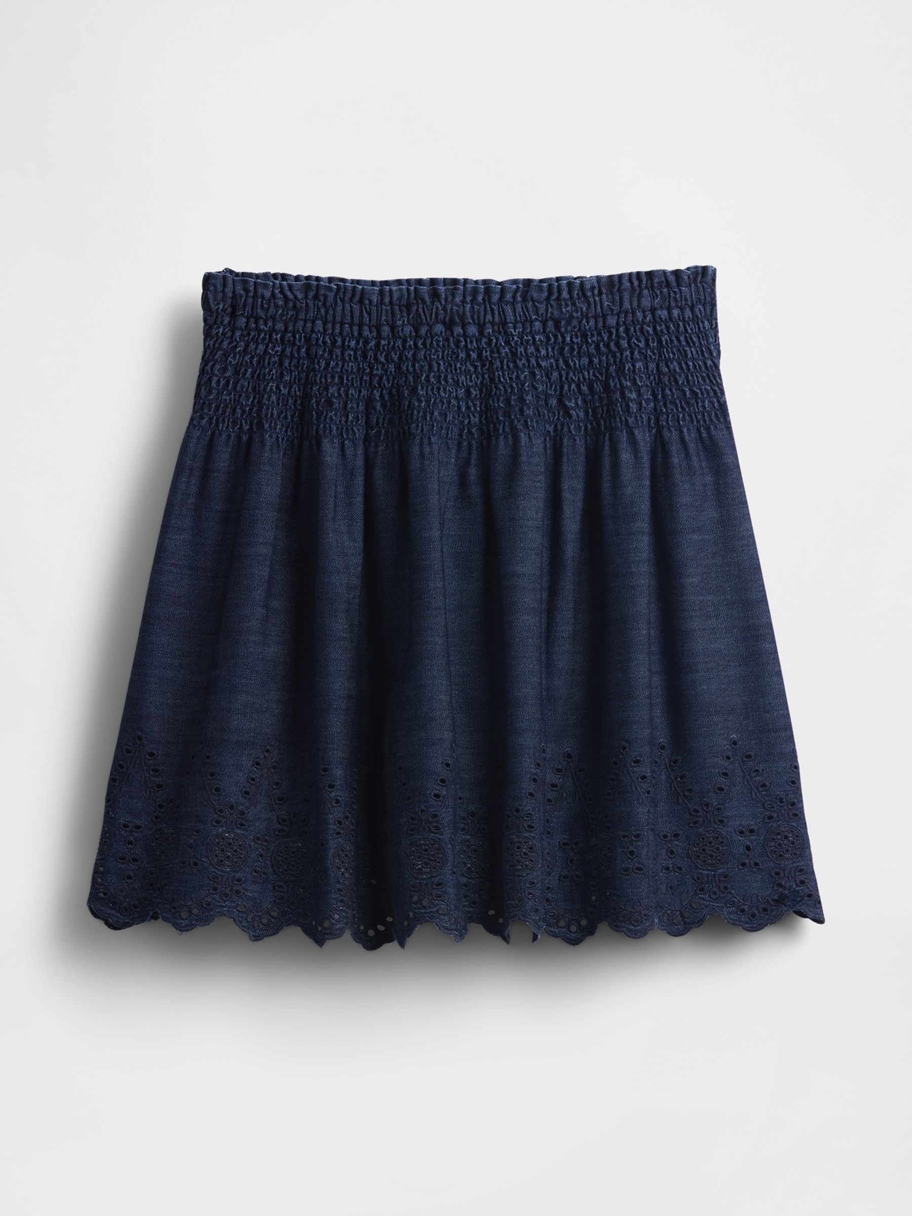 Blue Denim Smocked Mini Skirt - Image 4 of 5