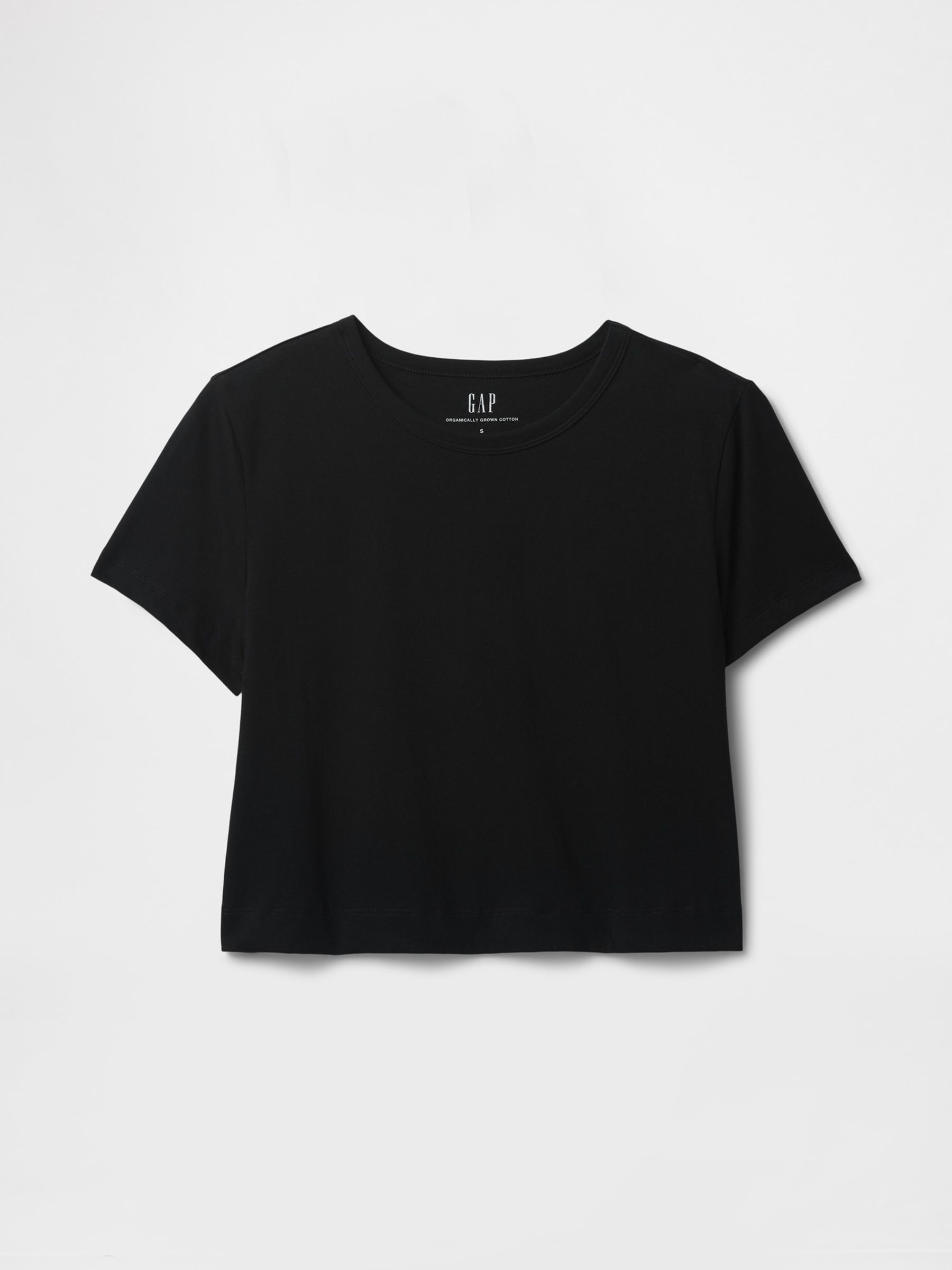 Black Cotton Crew Neck Cropped T-Shirt - Image 4 of 4