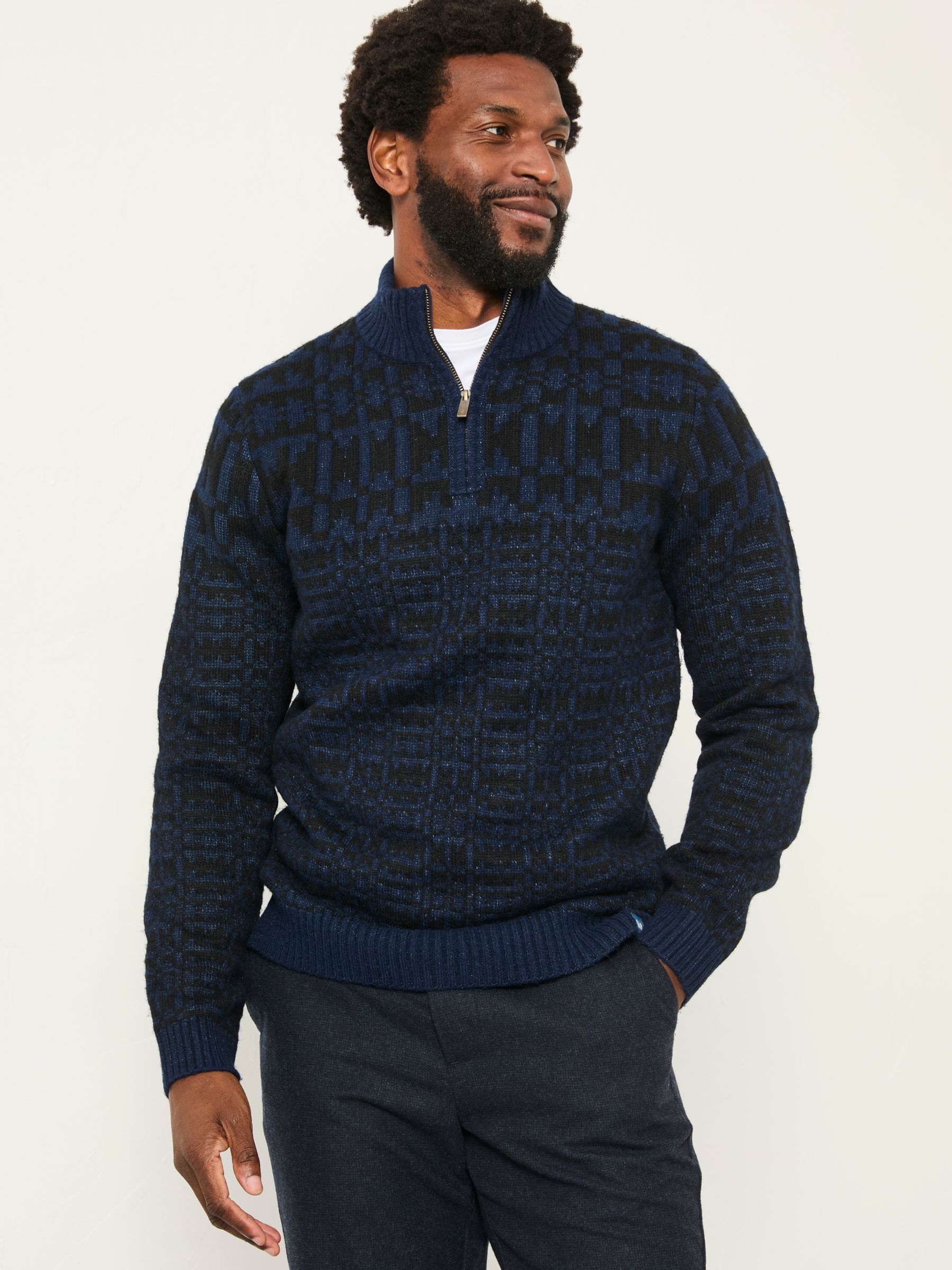 Navy Blanket Half Neck Knitted Jumper - Image 2 of 6