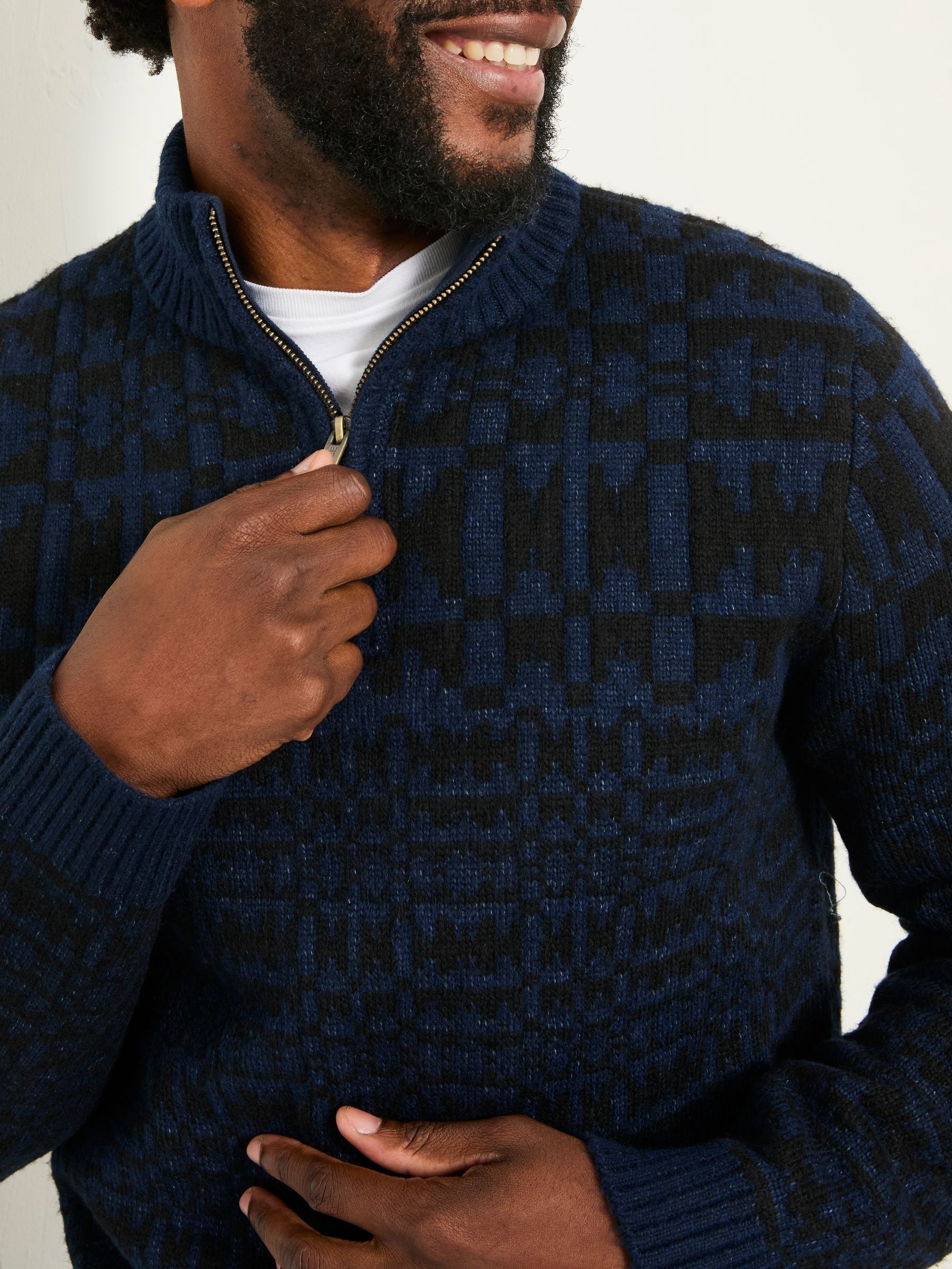 Navy Blanket Half Neck Knitted Jumper - Image 4 of 6