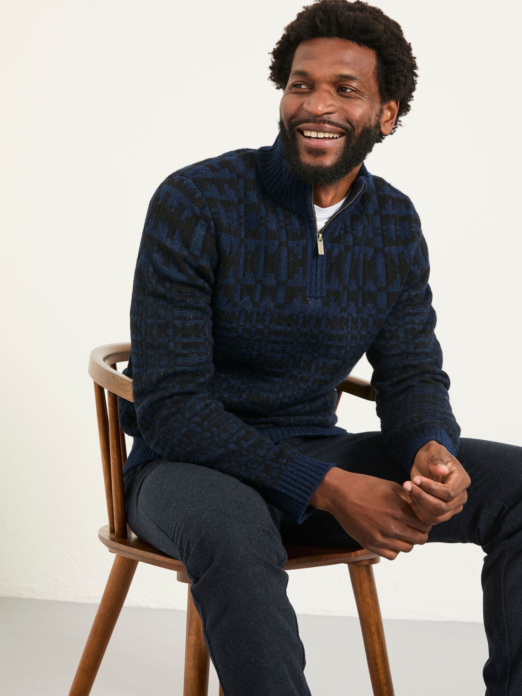 Navy Blanket Half Neck Knitted Jumper - Image 5 of 6
