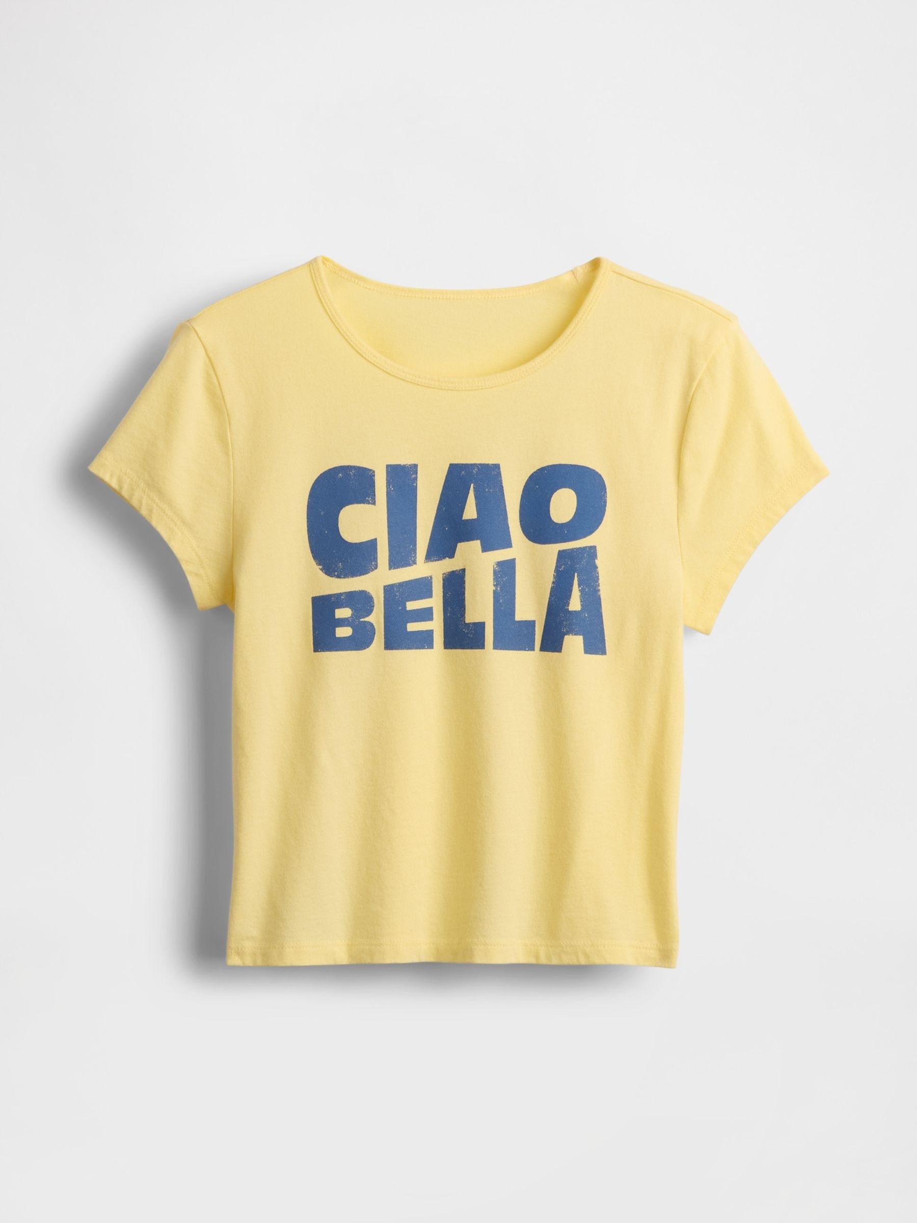 Butter Yellow Cropped Graphic T-Shirt - Image 4 of 5