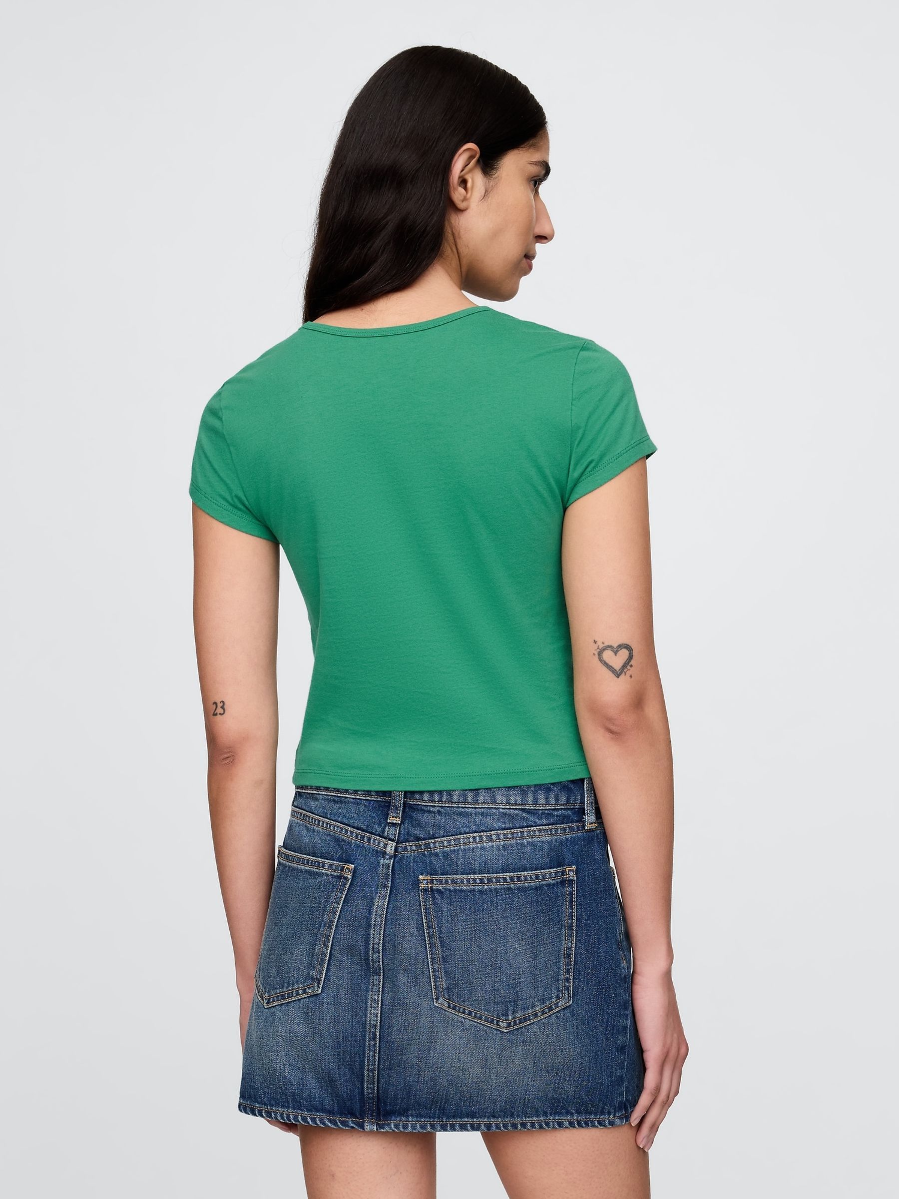 Green Cropped Graphic T-Shirt - Image 2 of 5