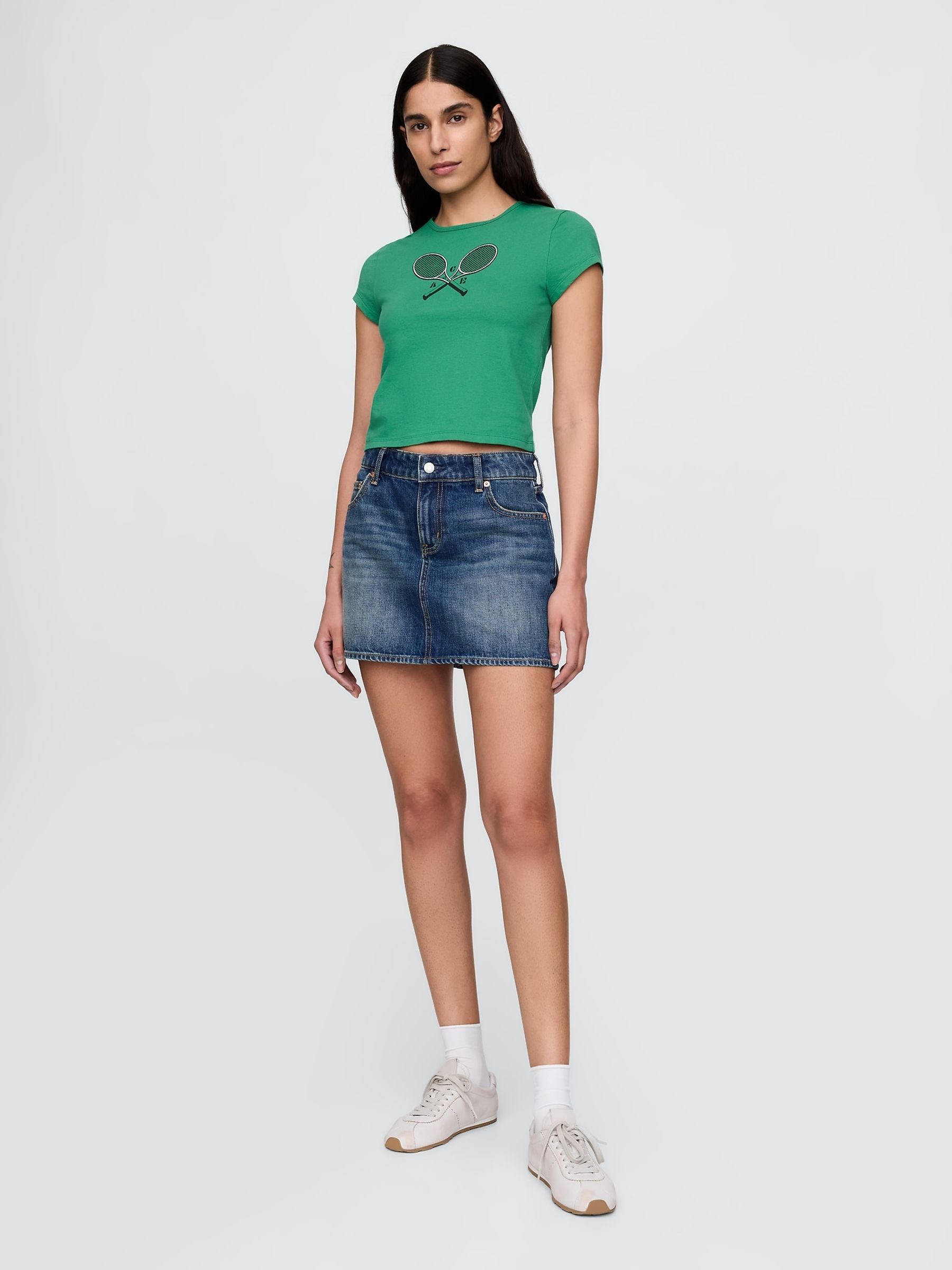 Green Cropped Graphic T-Shirt - Image 3 of 5