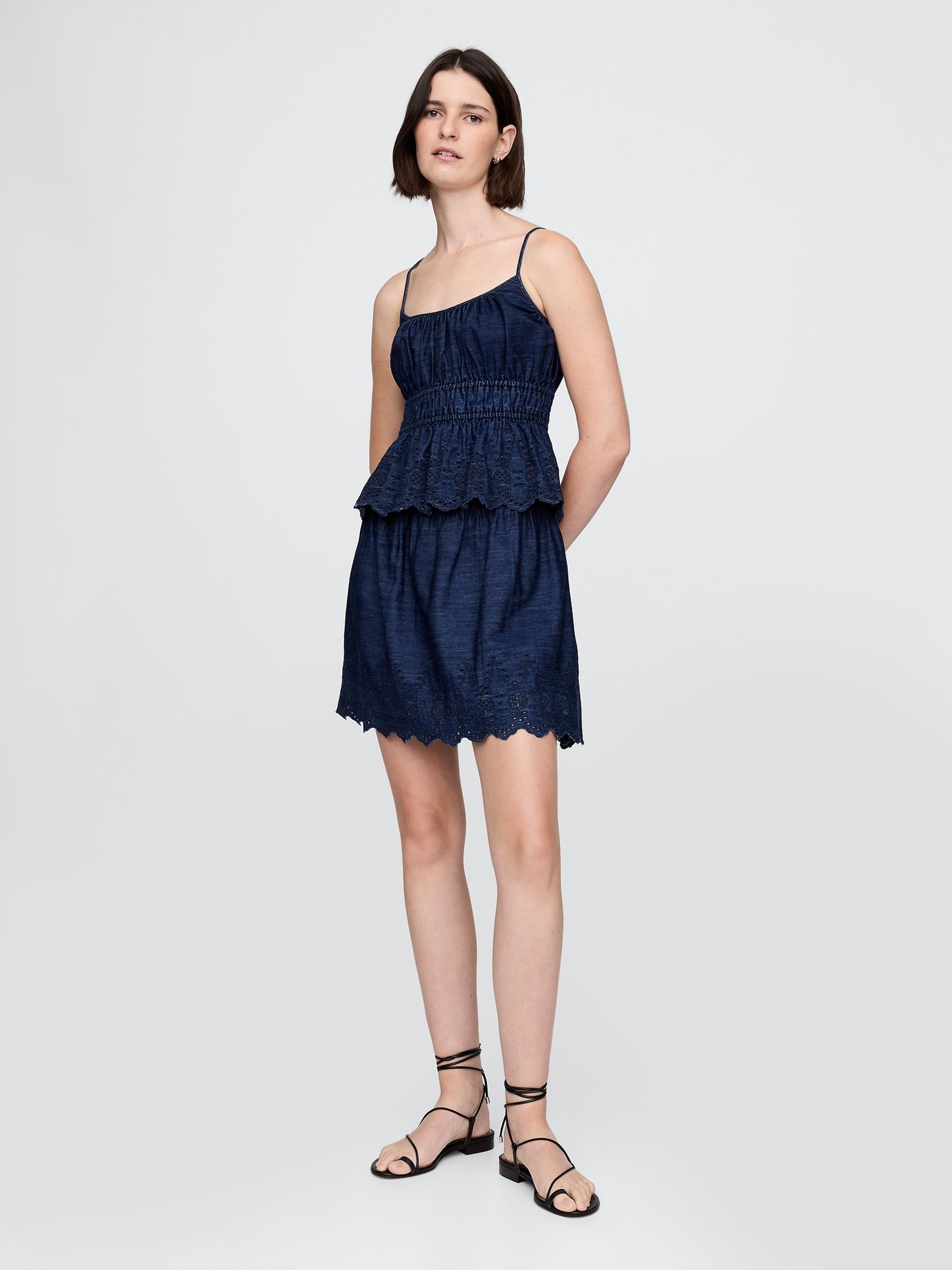 Blue Denim Smocked Cami Top - Image 3 of 5