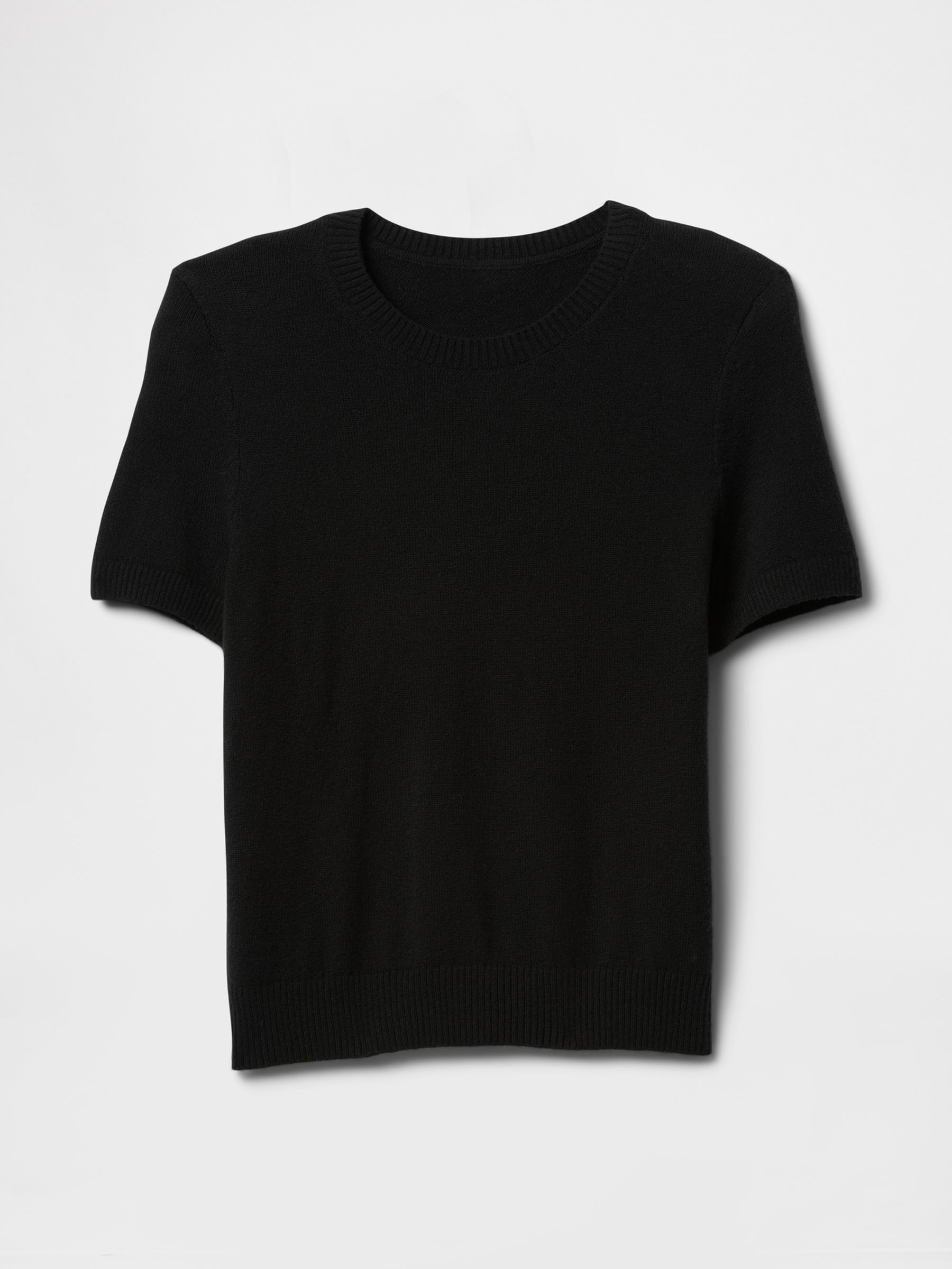 Black CashSoft Short Sleeve Crew Neck Knit Top - Image 1 of 1