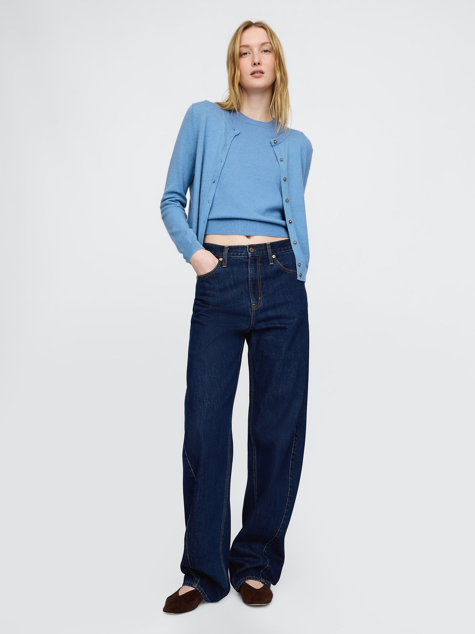 Blue CashSoft Short Sleeve Crew Neck Knit Top - Image 3 of 5