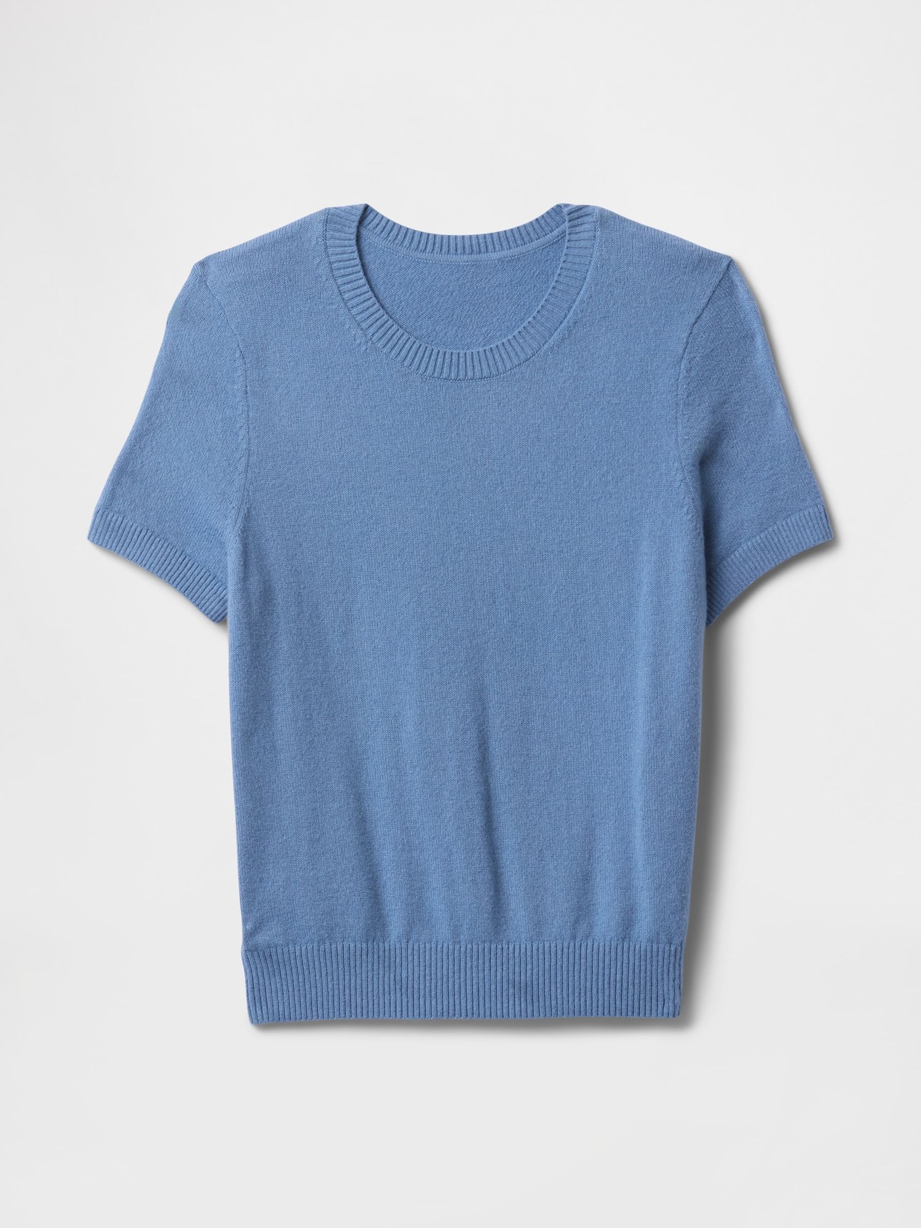 Blue CashSoft Short Sleeve Crew Neck Knit Top - Image 4 of 5