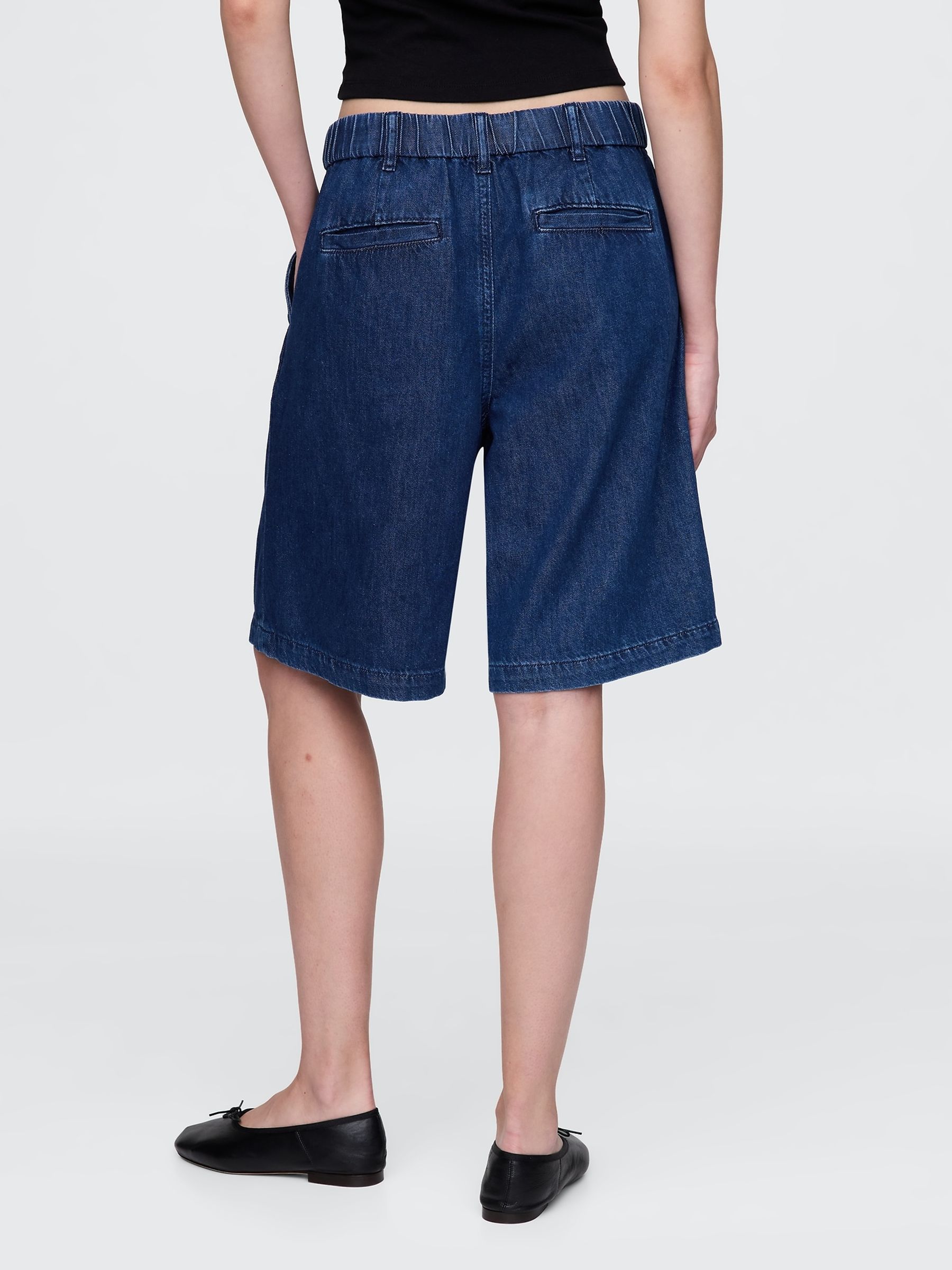 Dark Blue 365 High Waisted UltraSoft Longline Trouser Shorts - Image 2 of 5