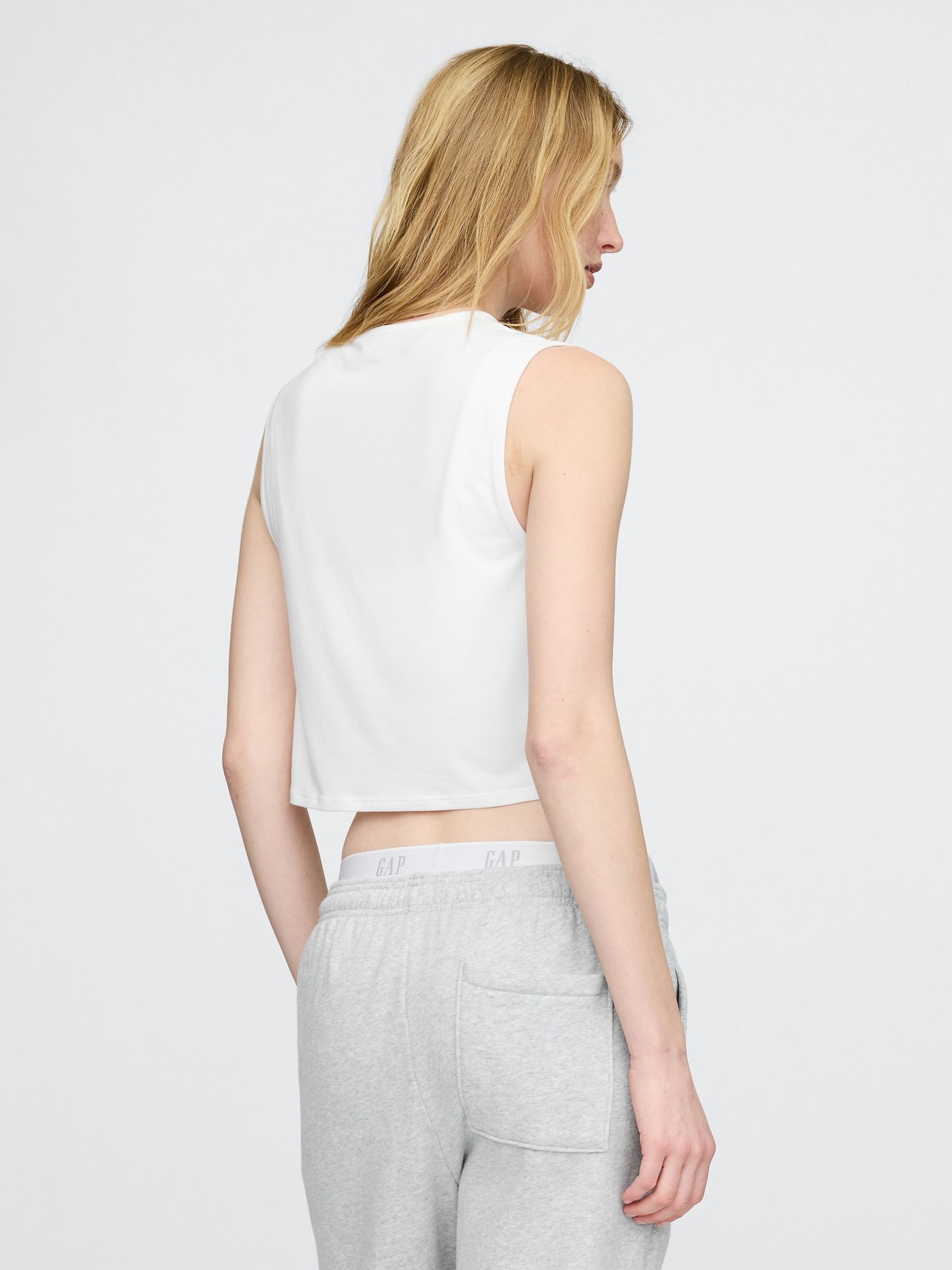White Breathe Cropped Muscle Vest - Image 2 of 4