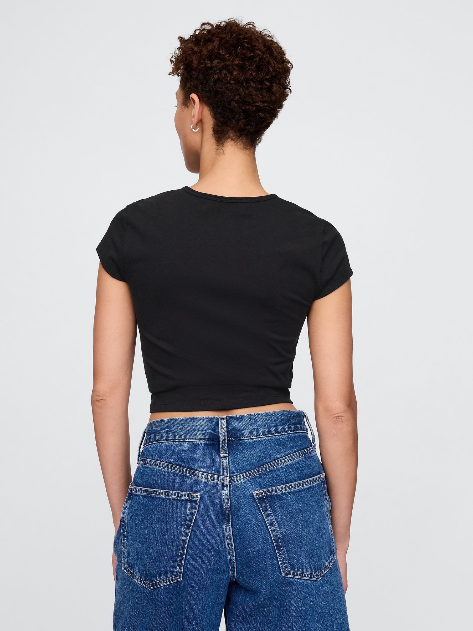 Black Cherry Cropped Graphic T-Shirt - Image 2 of 5