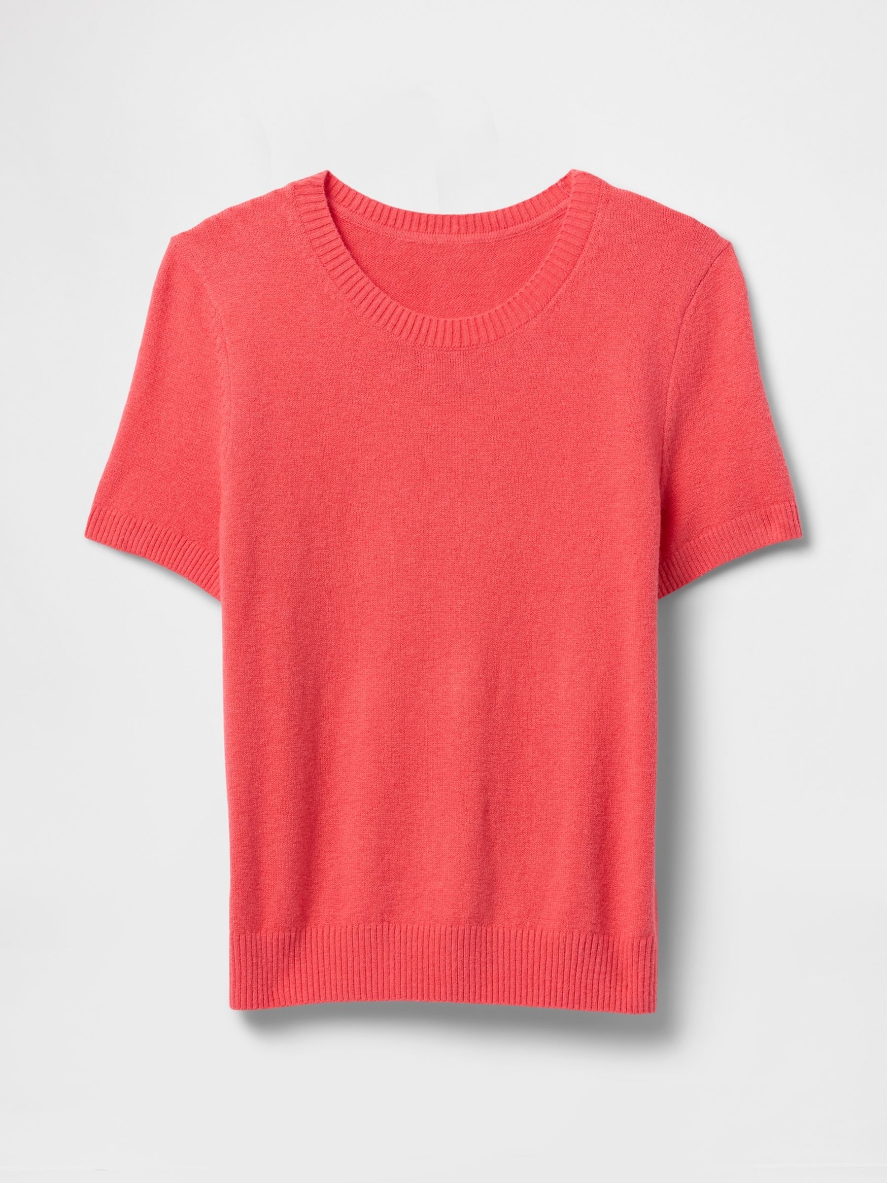 Red CashSoft Short Sleeve Crew Neck Knit Top - Image 4 of 5