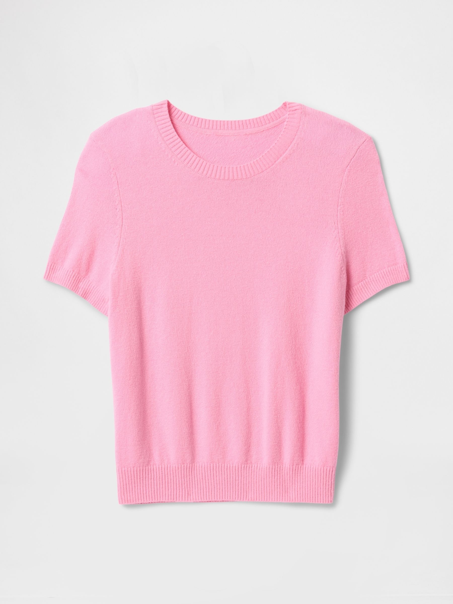 Pink CashSoft Short Sleeve Crew Neck Knit Top - Image 4 of 5