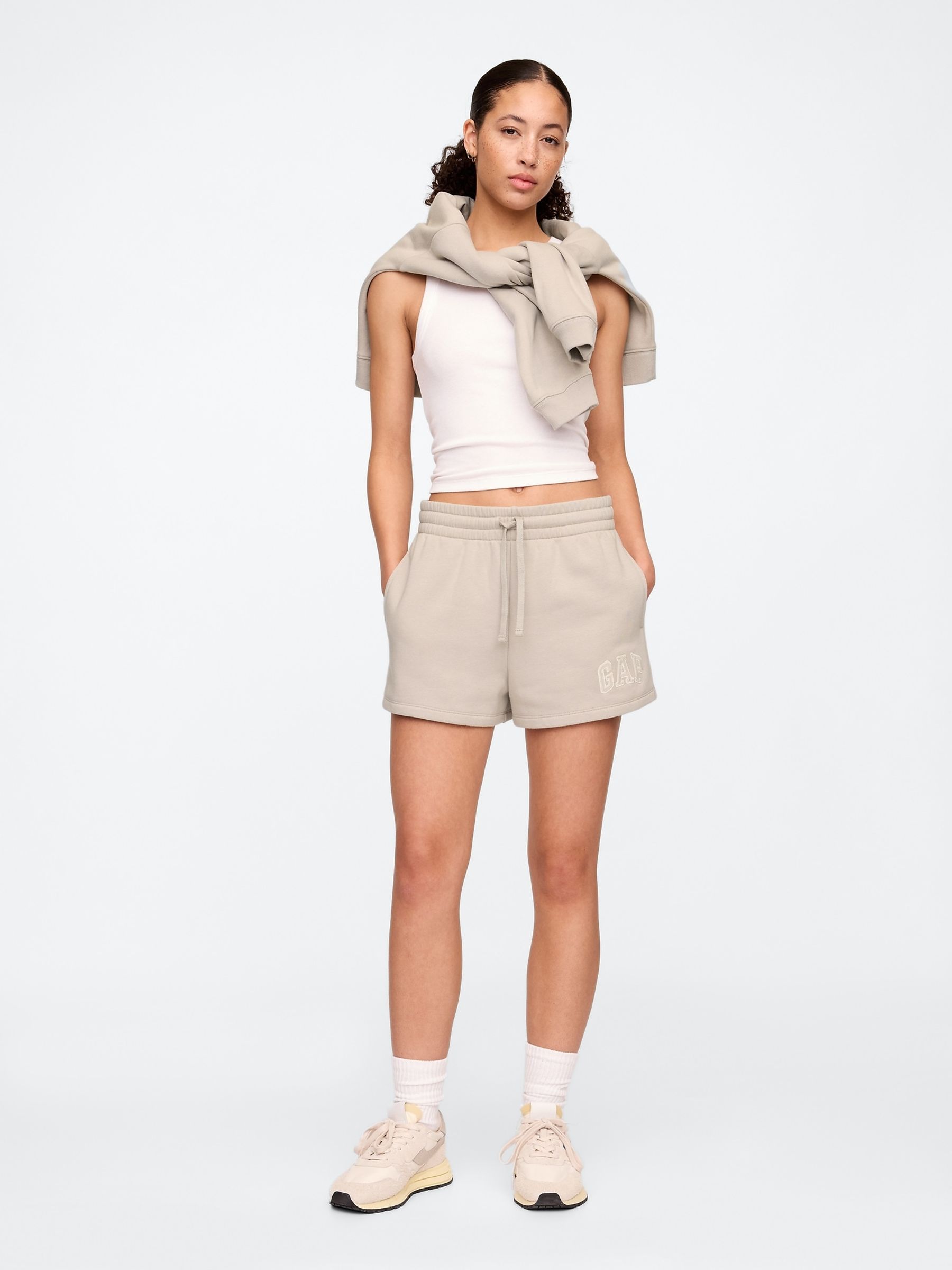 Beige Logo Pull On Shorts - Image 2 of 5