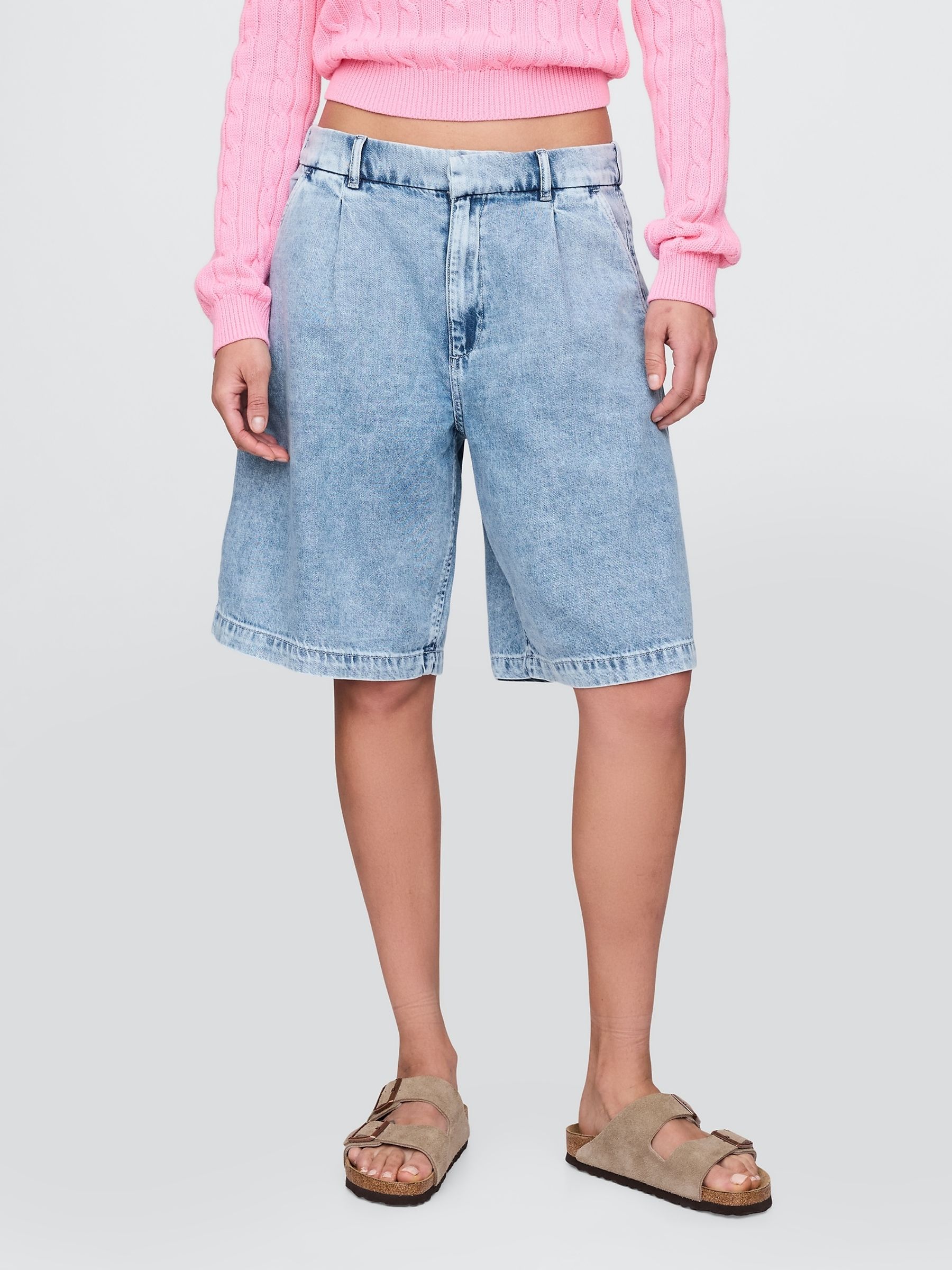 Blue 365 High Waisted UltraSoft Longline Trouser Shorts - Image 1 of 5
