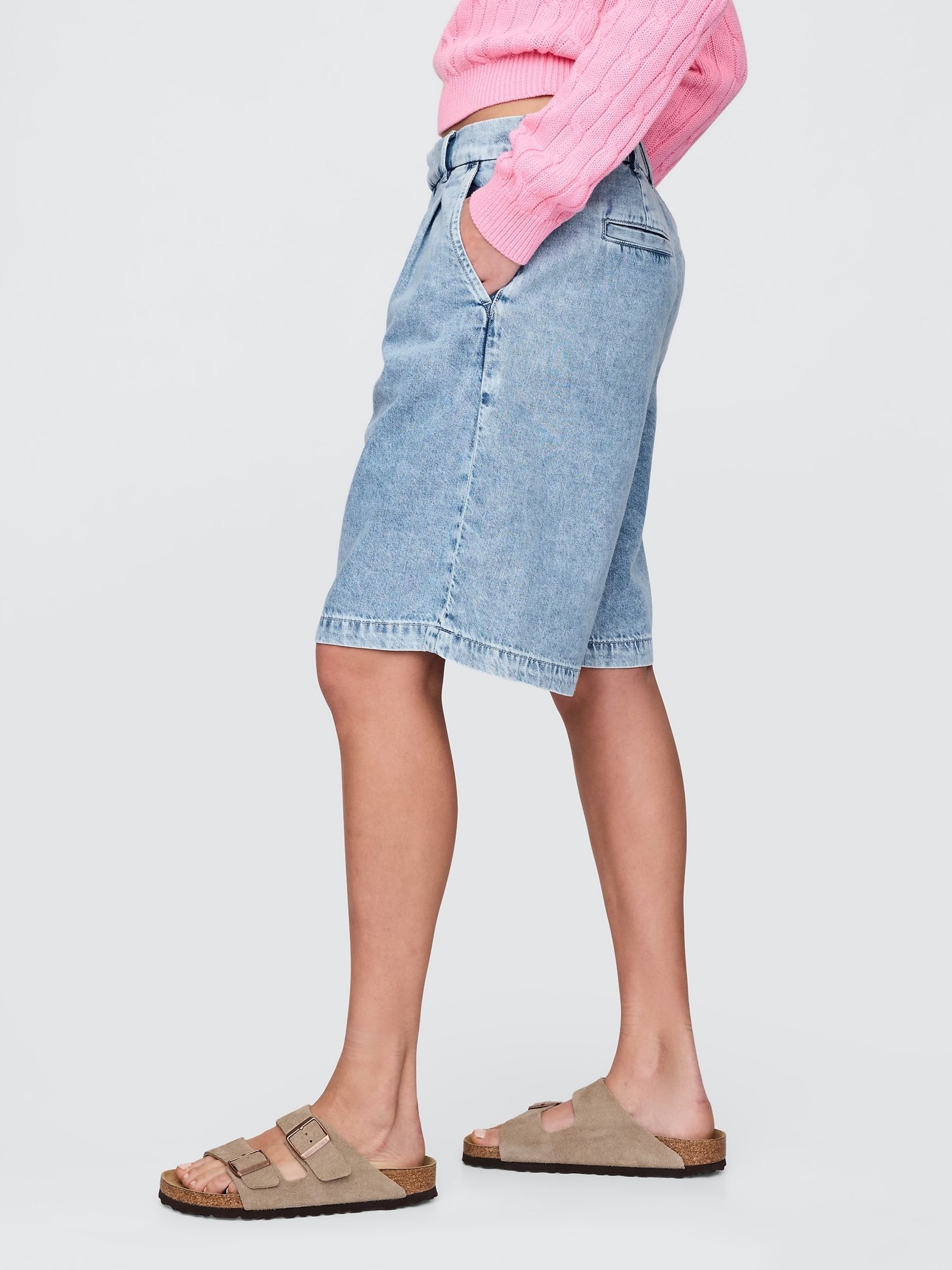 Blue 365 High Waisted UltraSoft Longline Trouser Shorts - Image 3 of 5