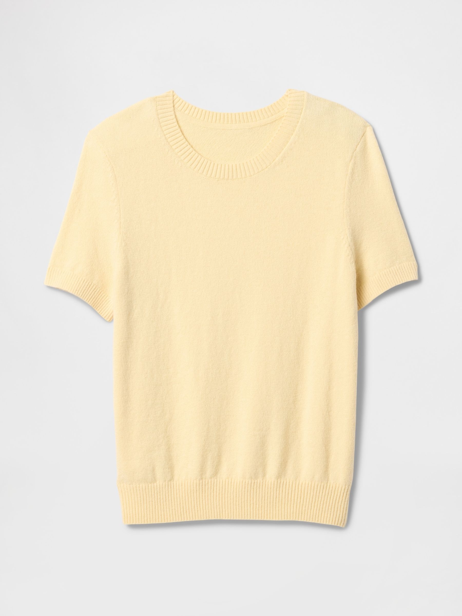 Butter Yellow CashSoft Short Sleeve Crew Neck Knit Top - Image 4 of 5