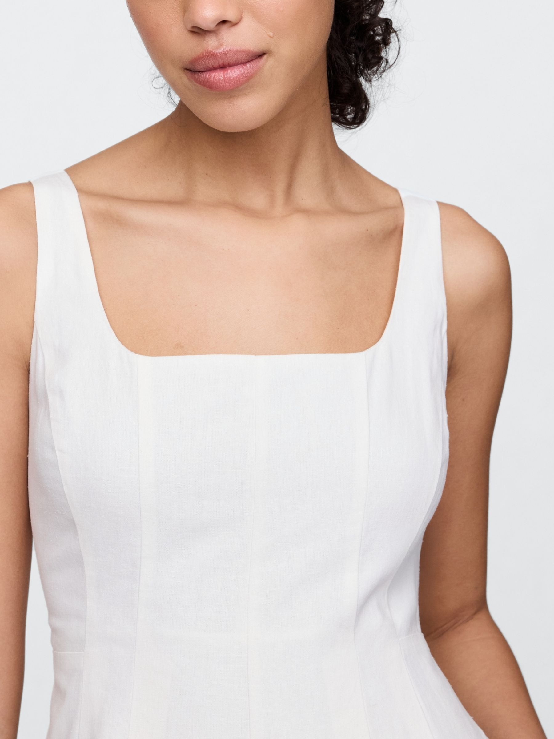 White Heavyweight Linen-Blend Seamed Jumpsuit - Image 5 of 5