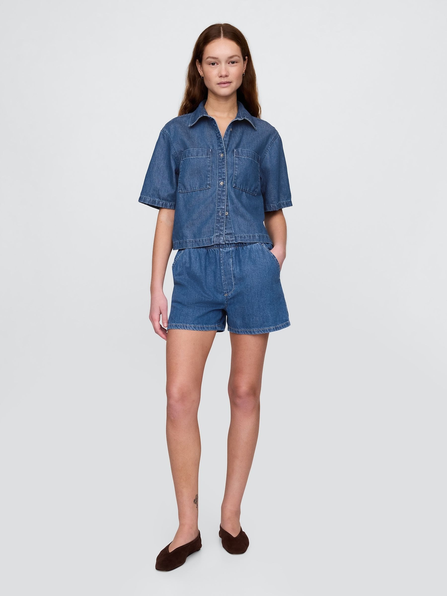 Blue Mid Rise UltraSoft Easy Denim Shorts - Image 3 of 5