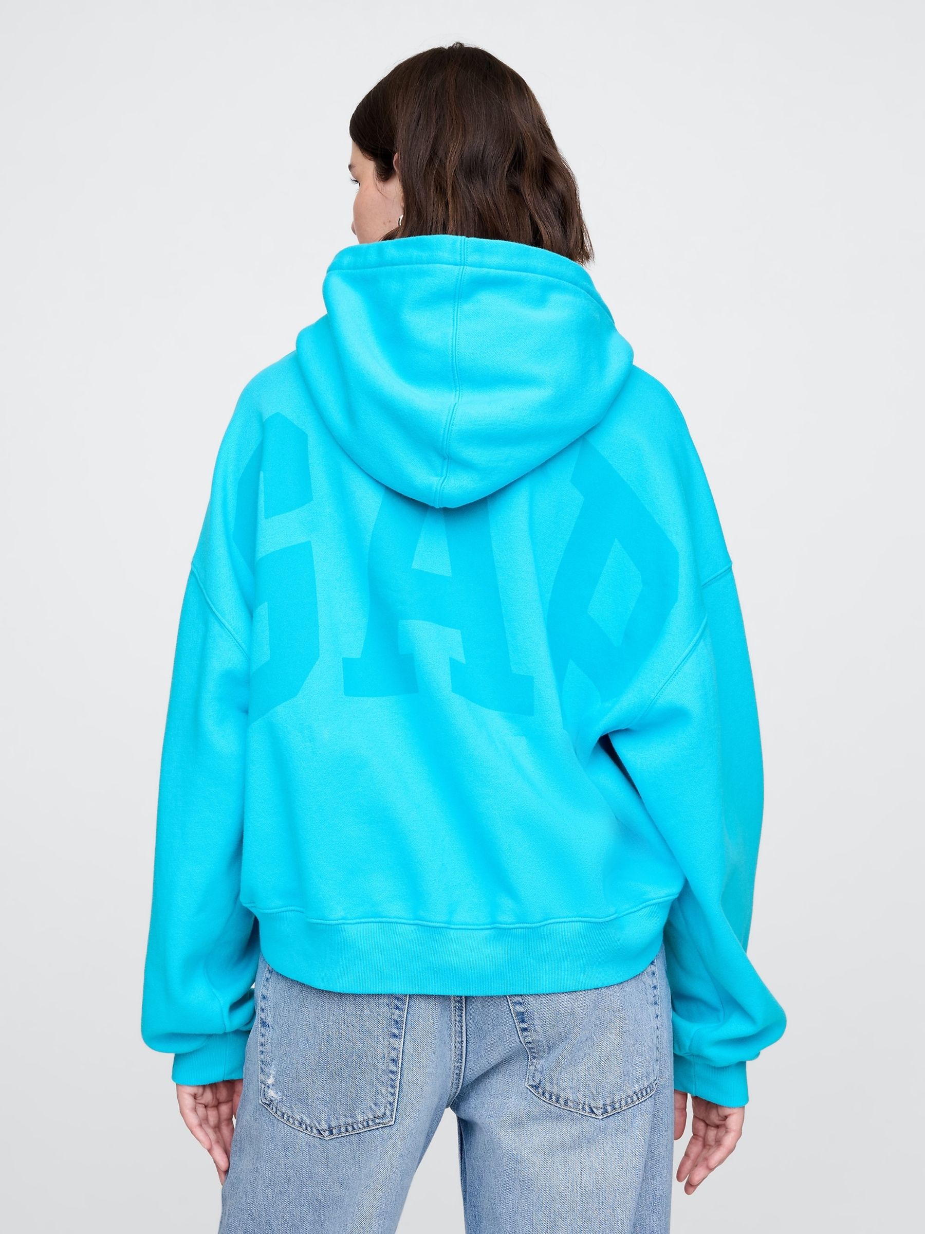 Blue Neon Vintage Soft Logo Cropped Hoodie - Image 2 of 4