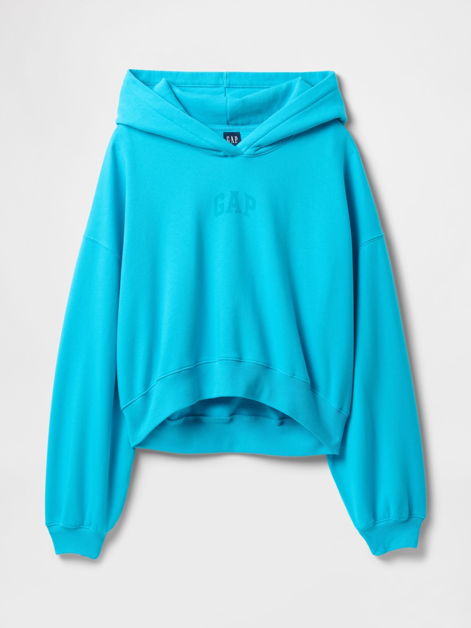 Blue Neon Vintage Soft Logo Cropped Hoodie - Image 4 of 4