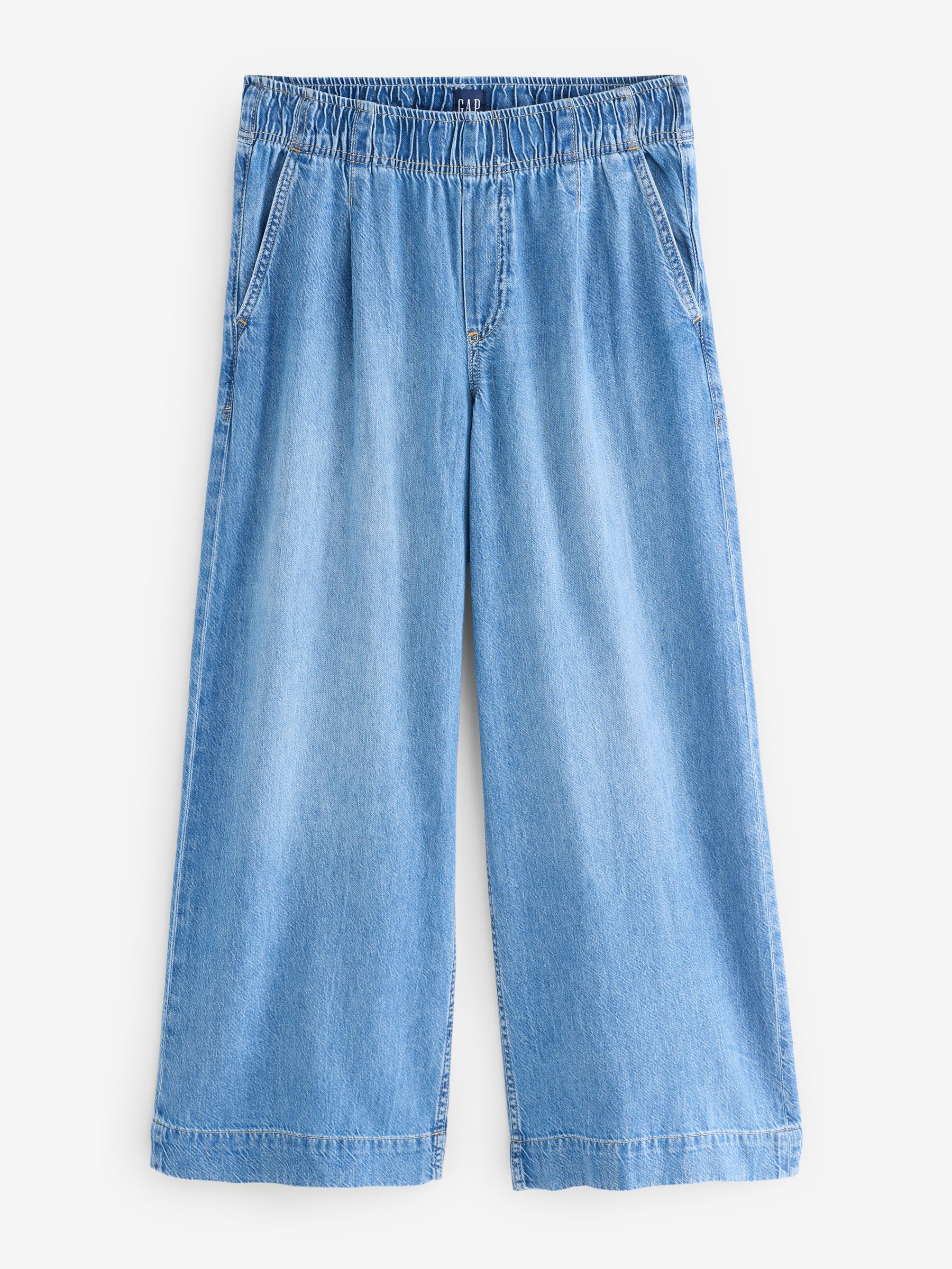 Blue Mid Rise UltraSoft Pleated Easy Baggy Jeans - Image 6 of 7