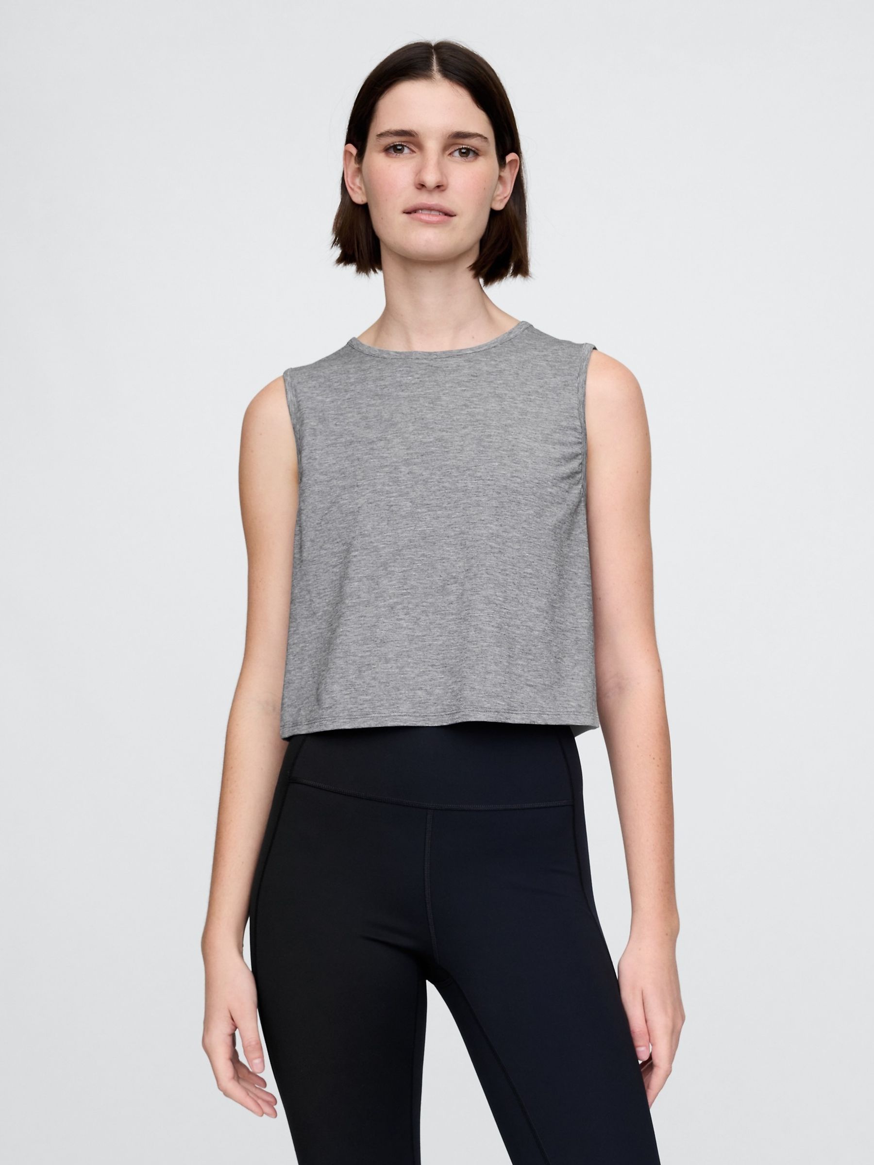 Grey Breathe Cropped Muscle Vest - Image 1 of 4