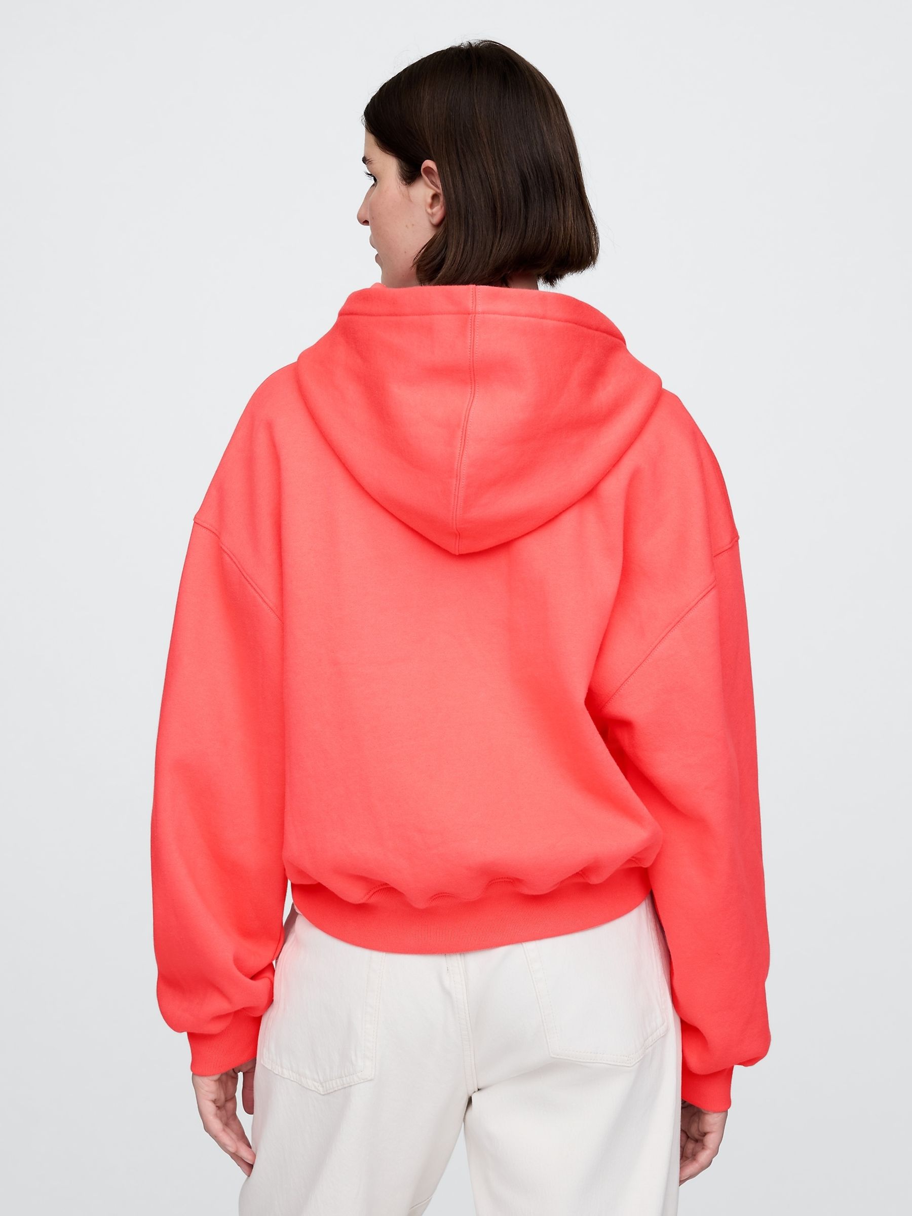 Fluro Orange Vintage Soft Cropped Logo Hoodie - Image 2 of 5