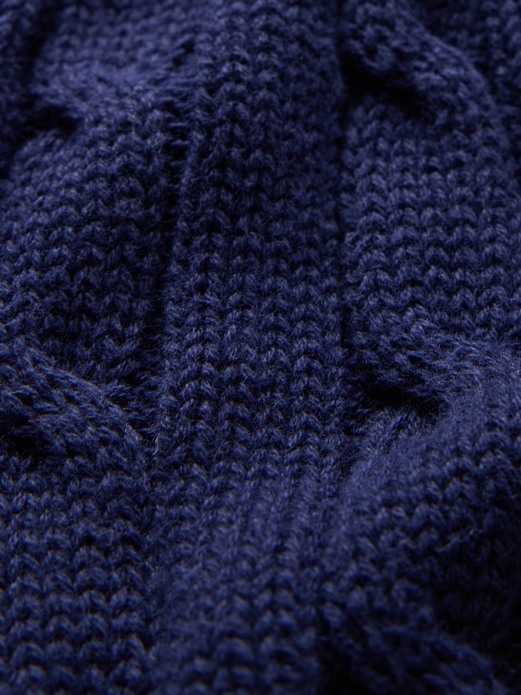 Navy/Blue Classic Cable-Knit V Neck Jumper - Image 5 of 5