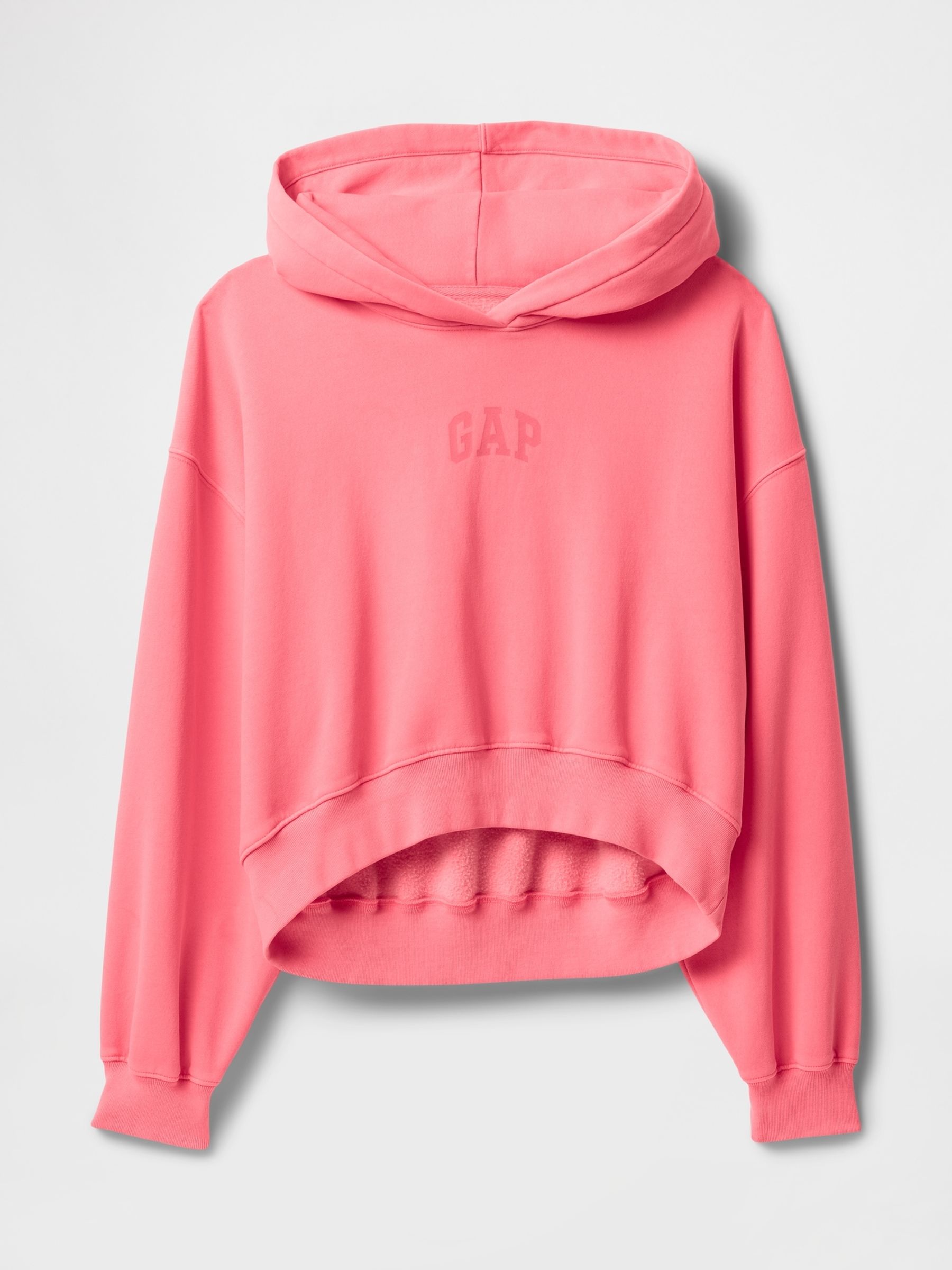 Fluro Pink Vintage Soft Logo Cropped Hoodie - Image 4 of 4