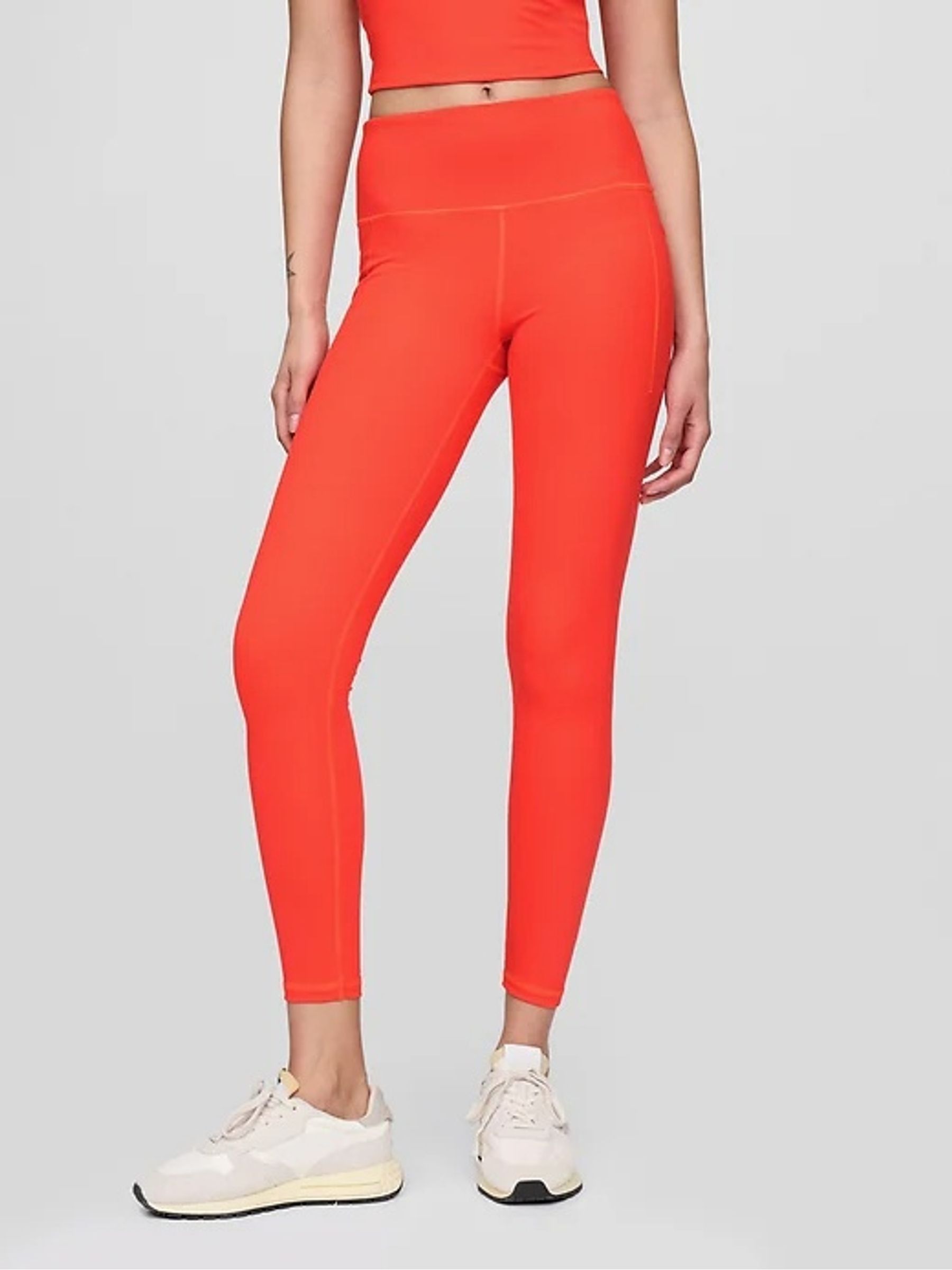 Orange Full Length High Waisted Power Stretch Leggings - Image 2 of 5