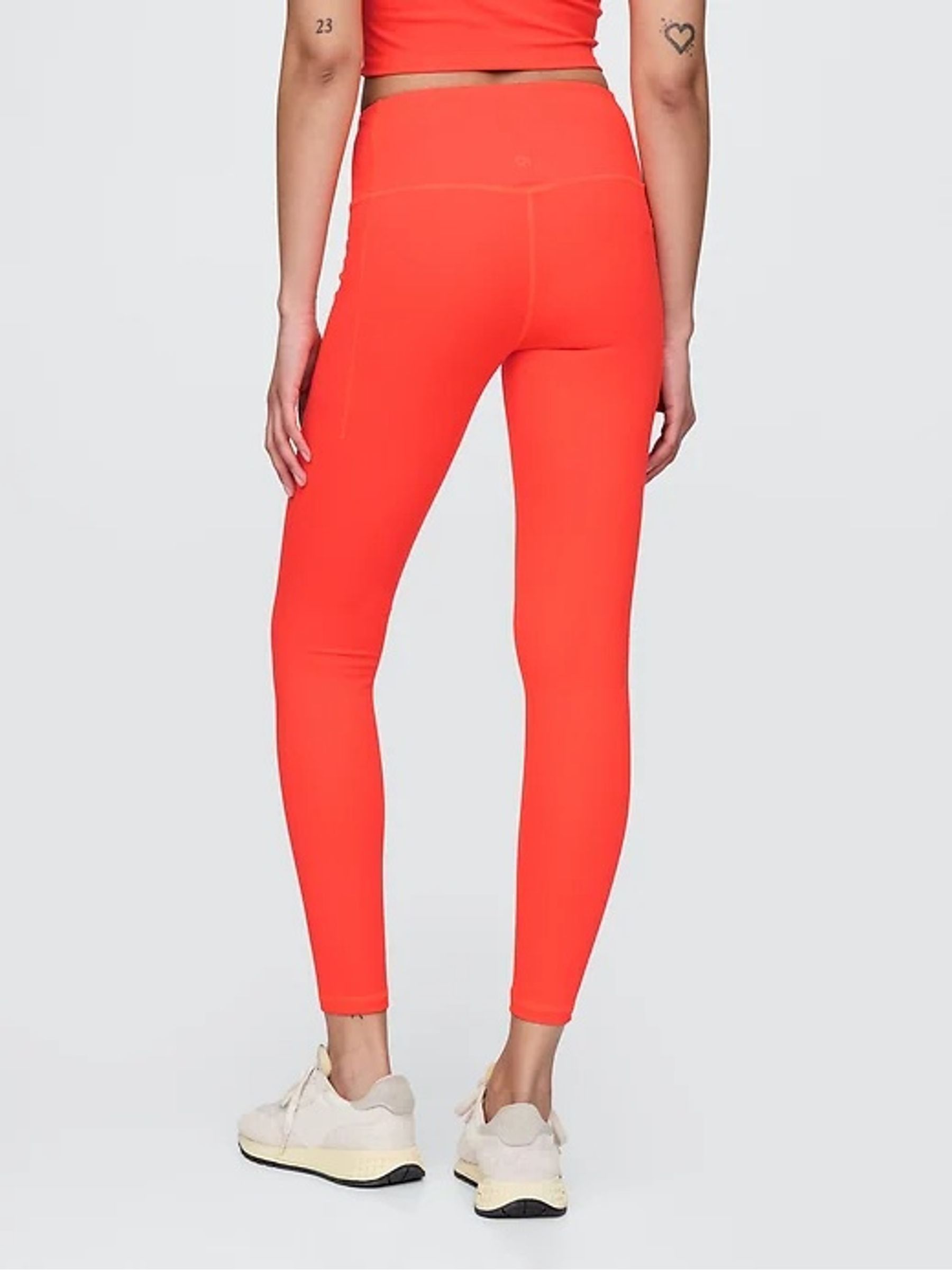 Orange Full Length High Waisted Power Stretch Leggings - Image 3 of 5