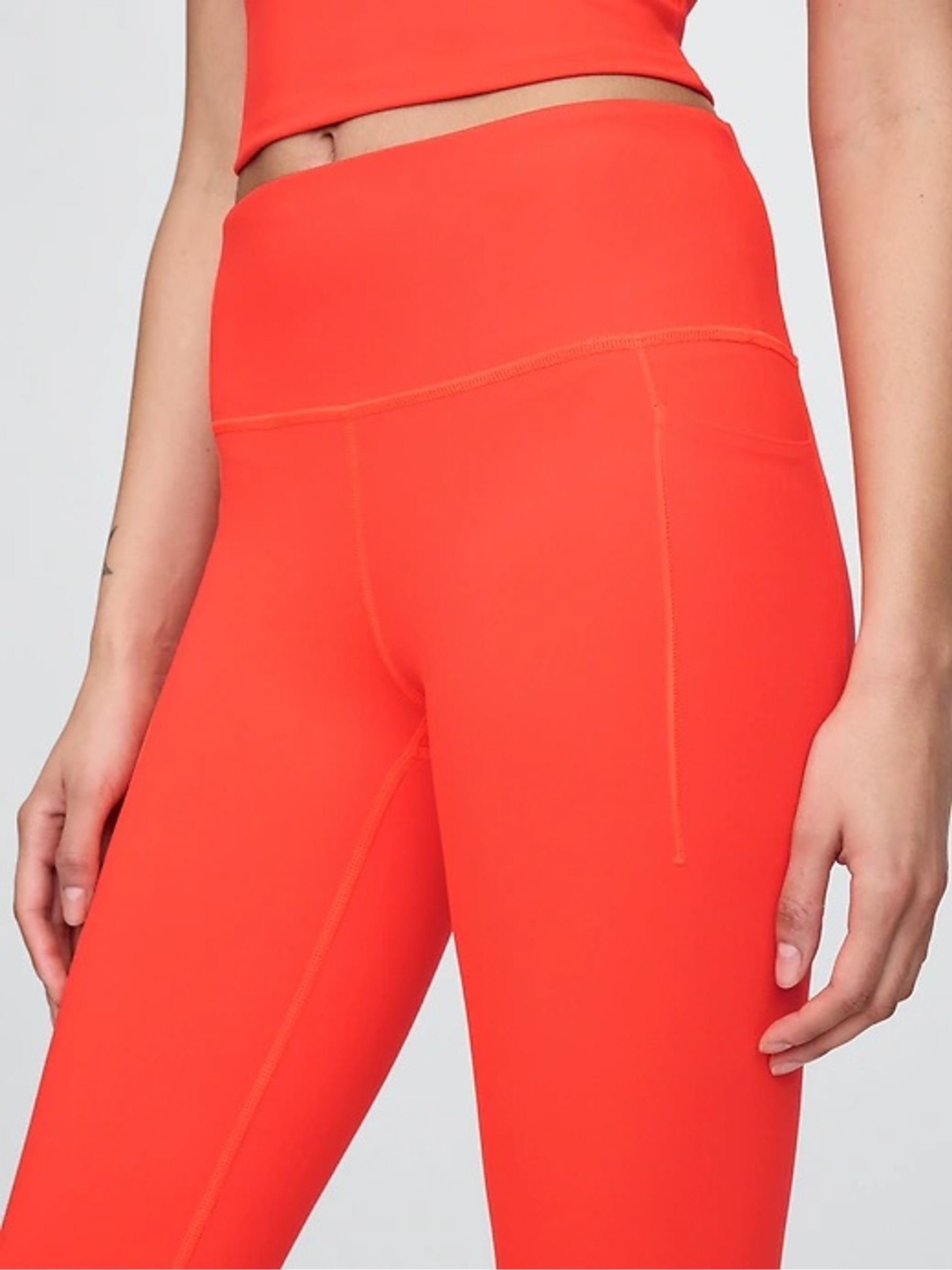 Orange Full Length High Waisted Power Stretch Leggings - Image 4 of 5