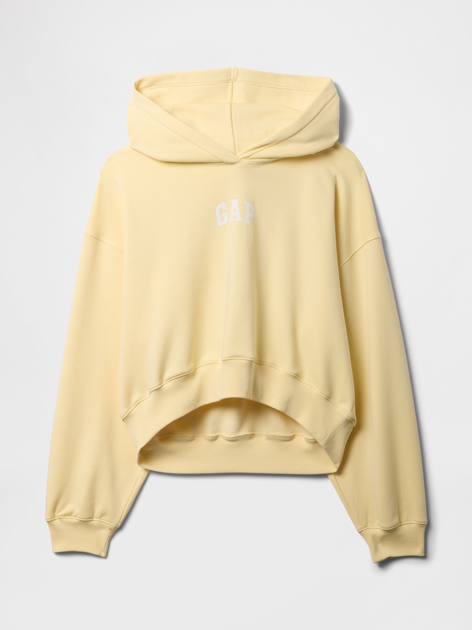 Butter Yellow Vintage Soft Logo Cropped Hoodie - Image 4 of 4