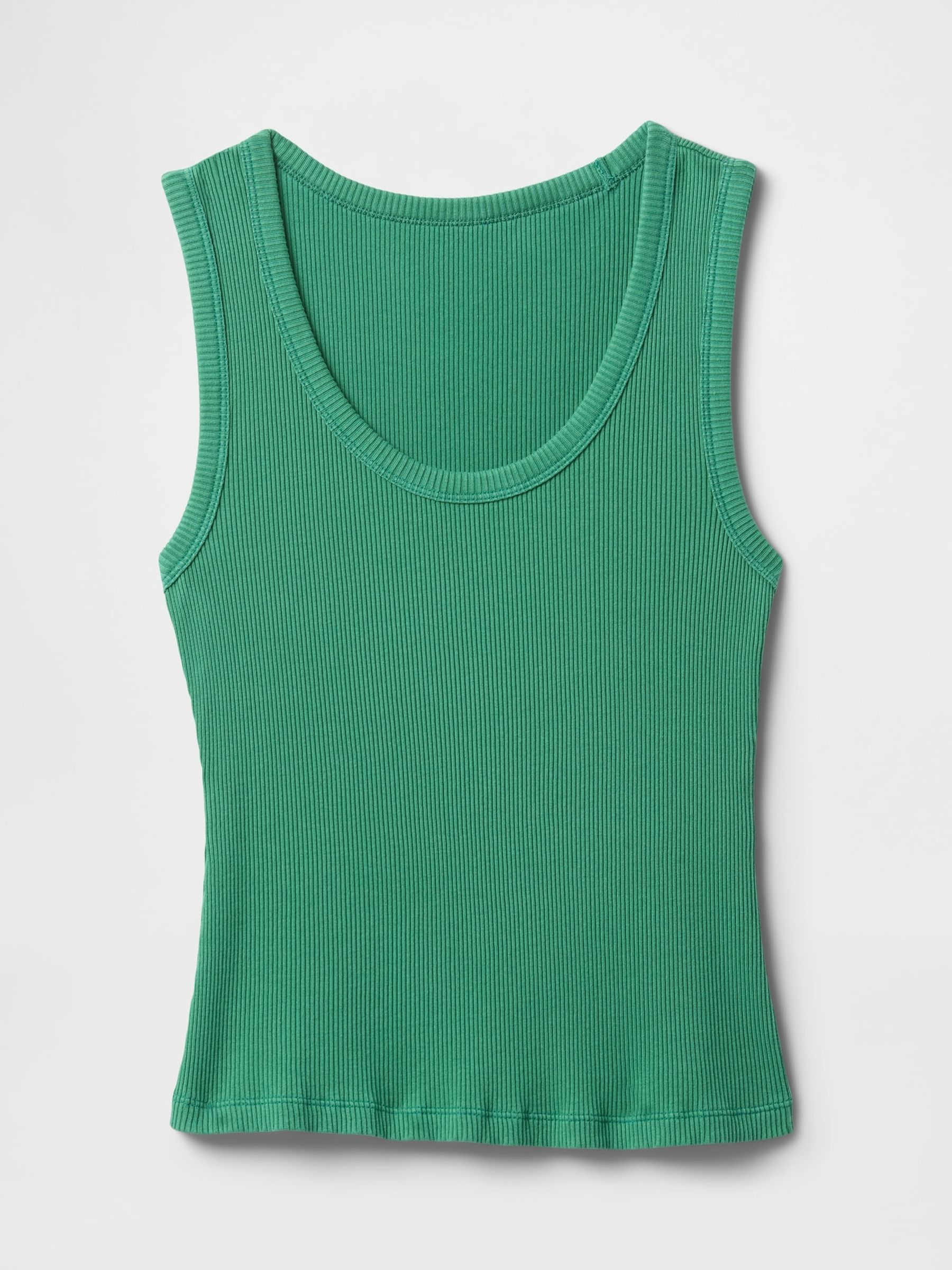 Green Ribbed Knit Scoop Vest - Image 2 of 3
