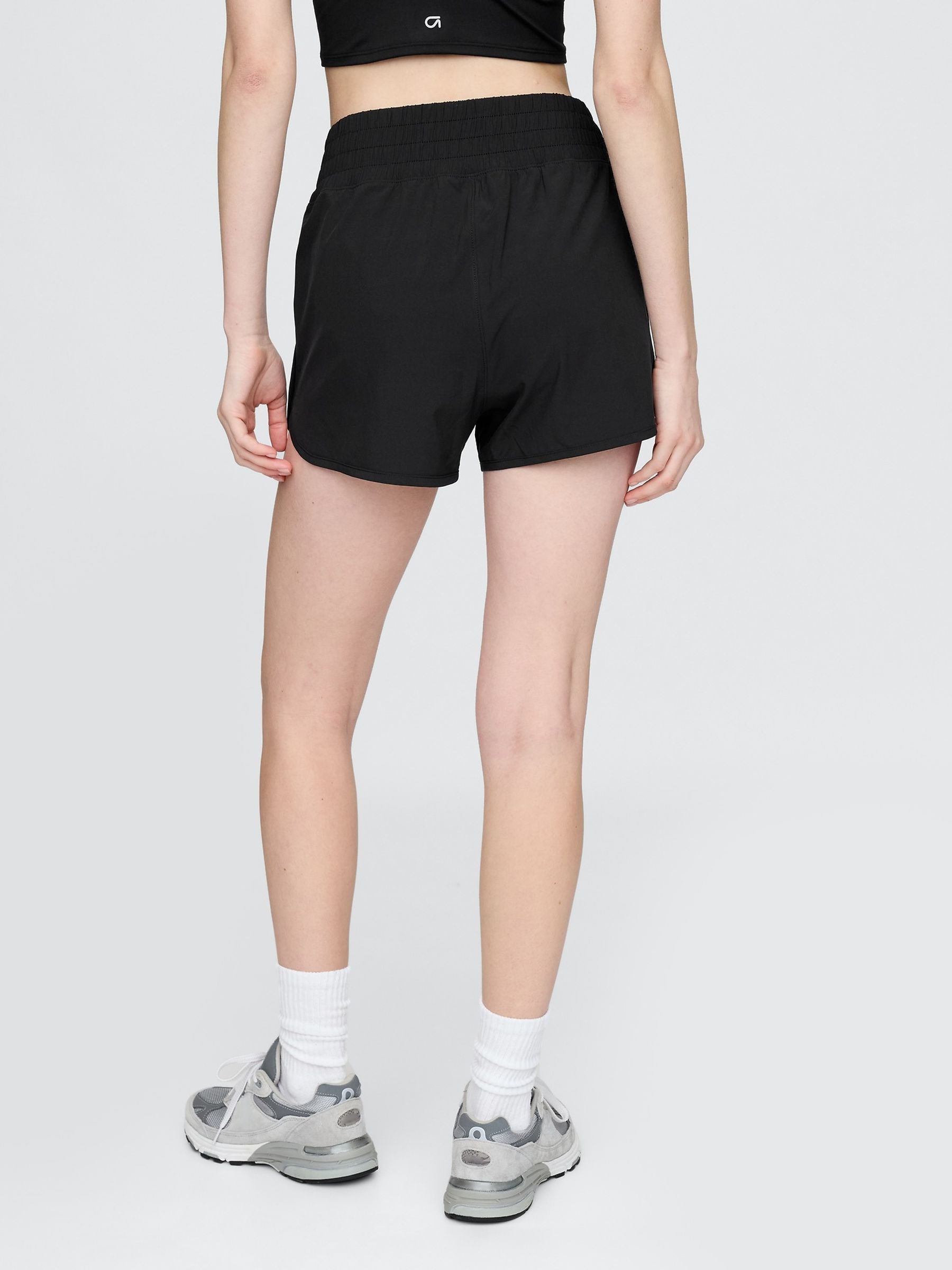 Black High Waisted Running Shorts - Image 2 of 5