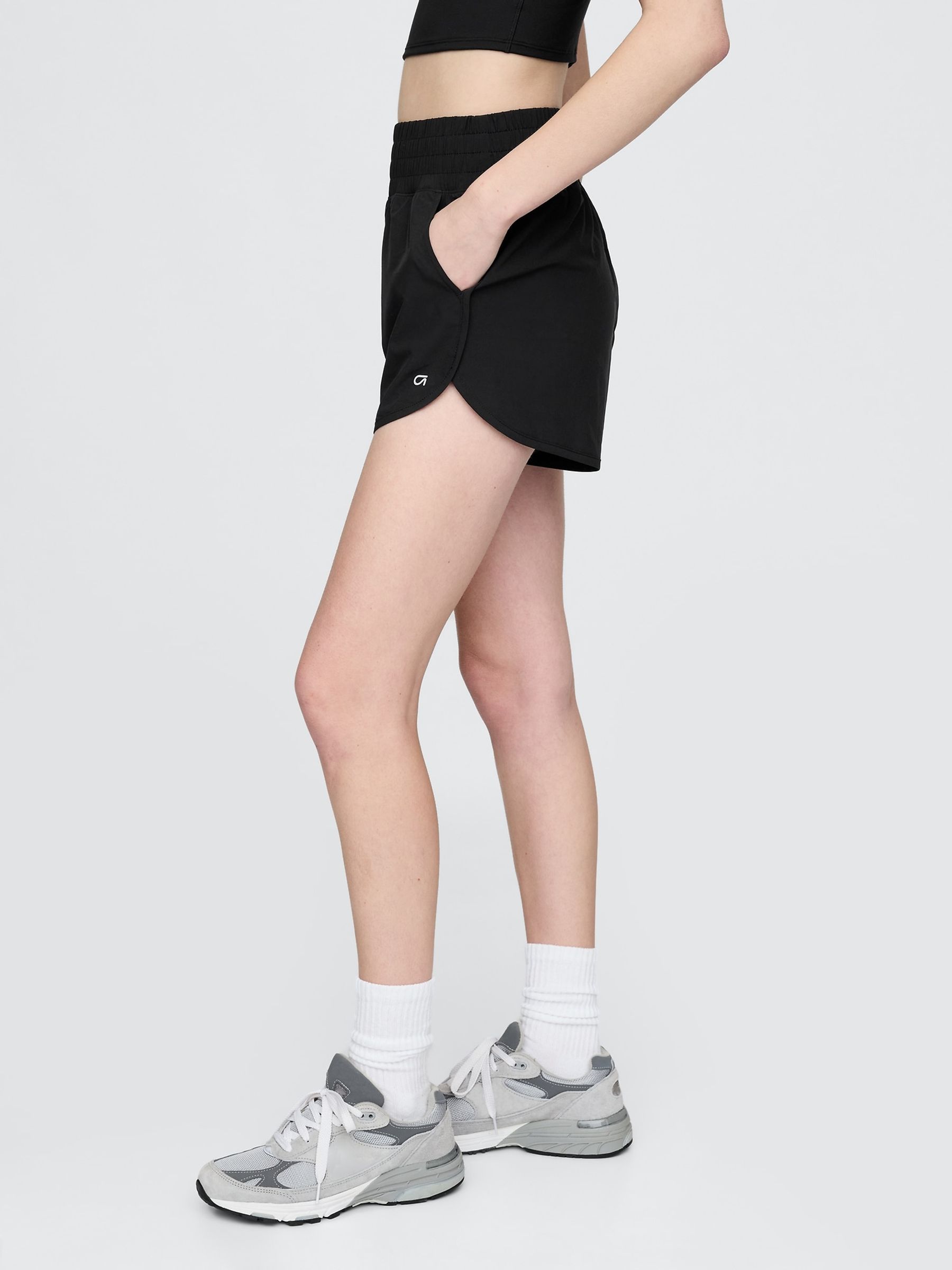 Black High Waisted Running Shorts - Image 3 of 5