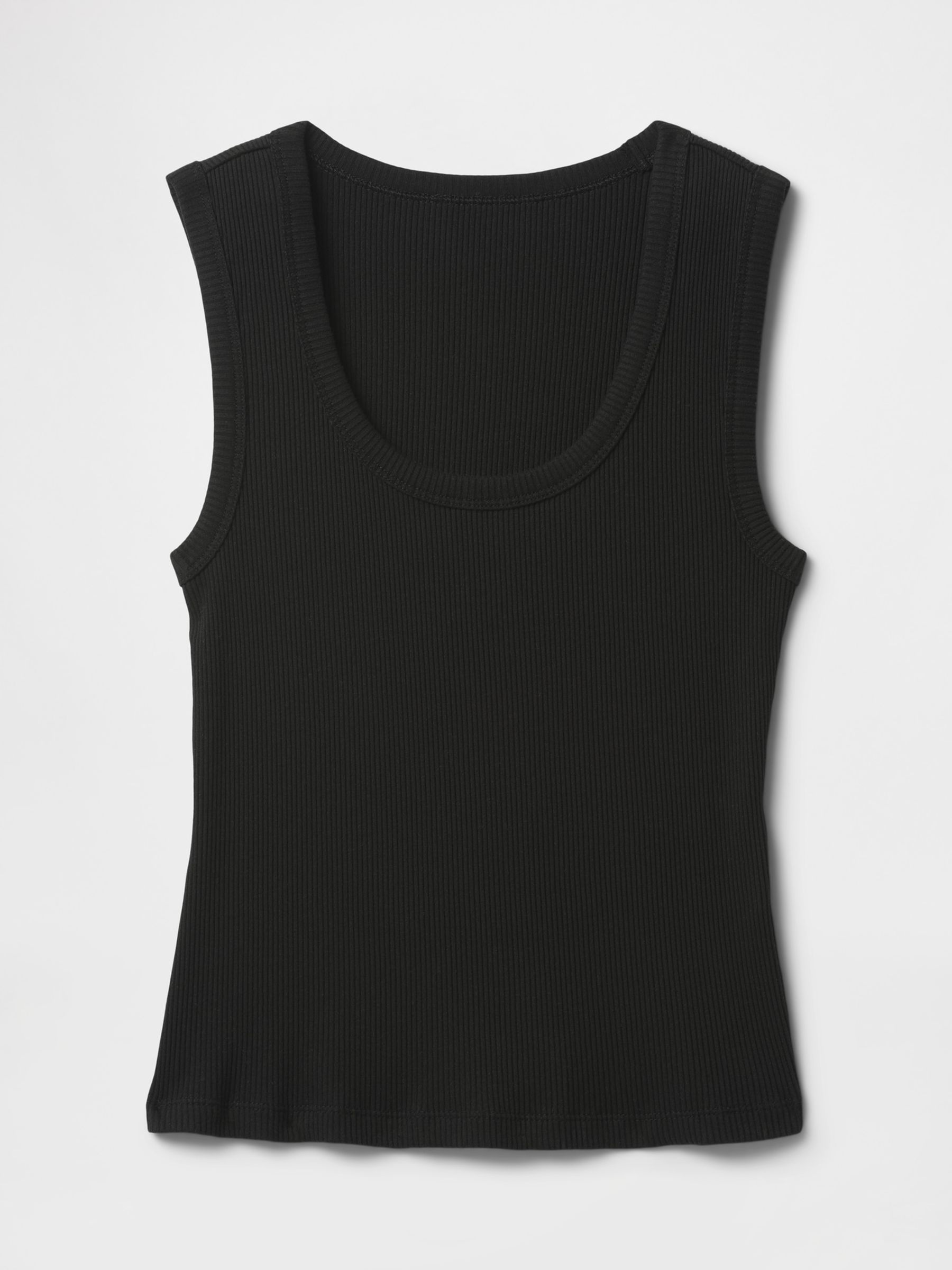Black Ribbed Knit Scoop Vest - Image 5 of 5