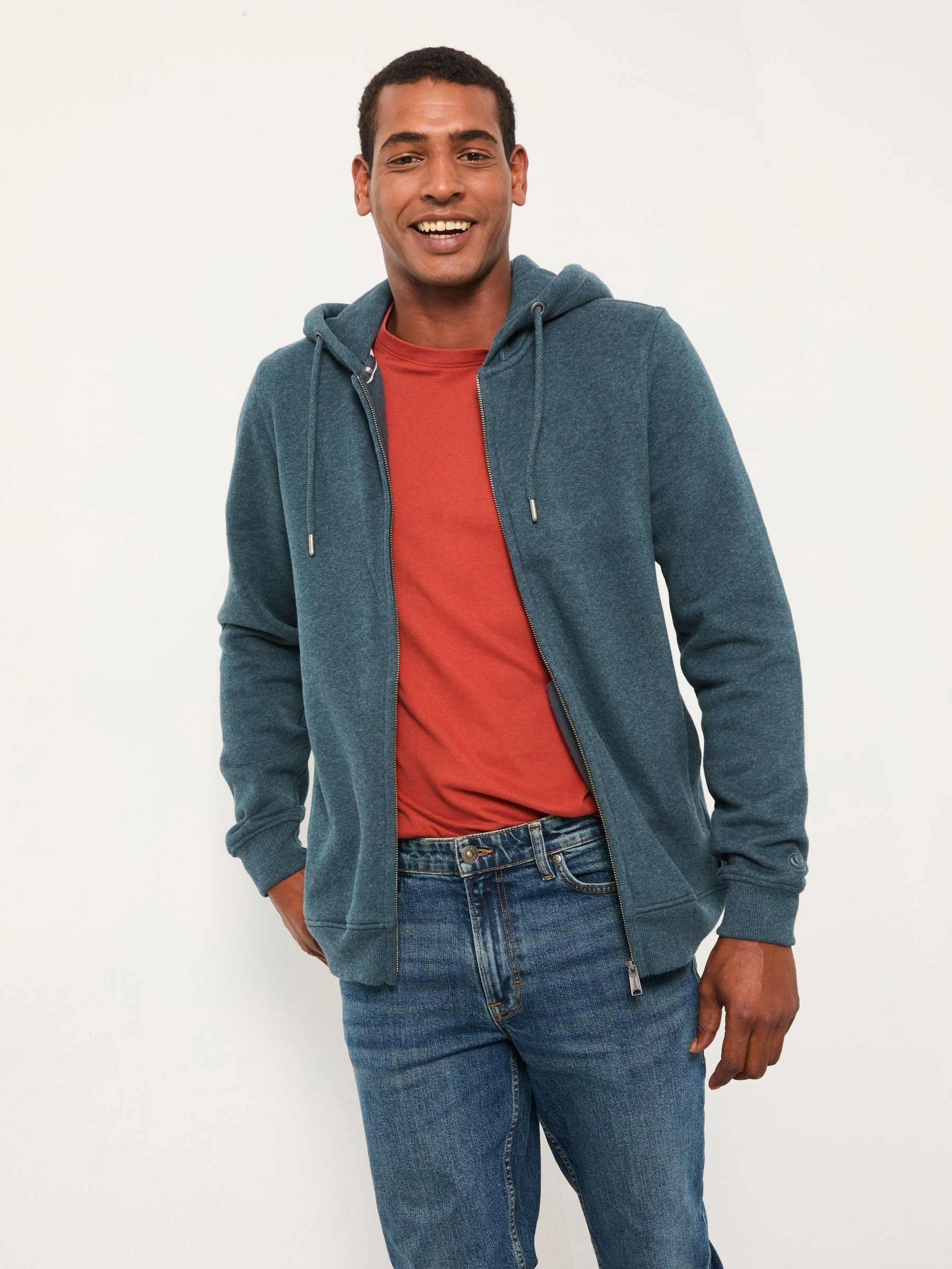 Brooke Teal Blue Zip Through Hoodie - Image 1 of 6
