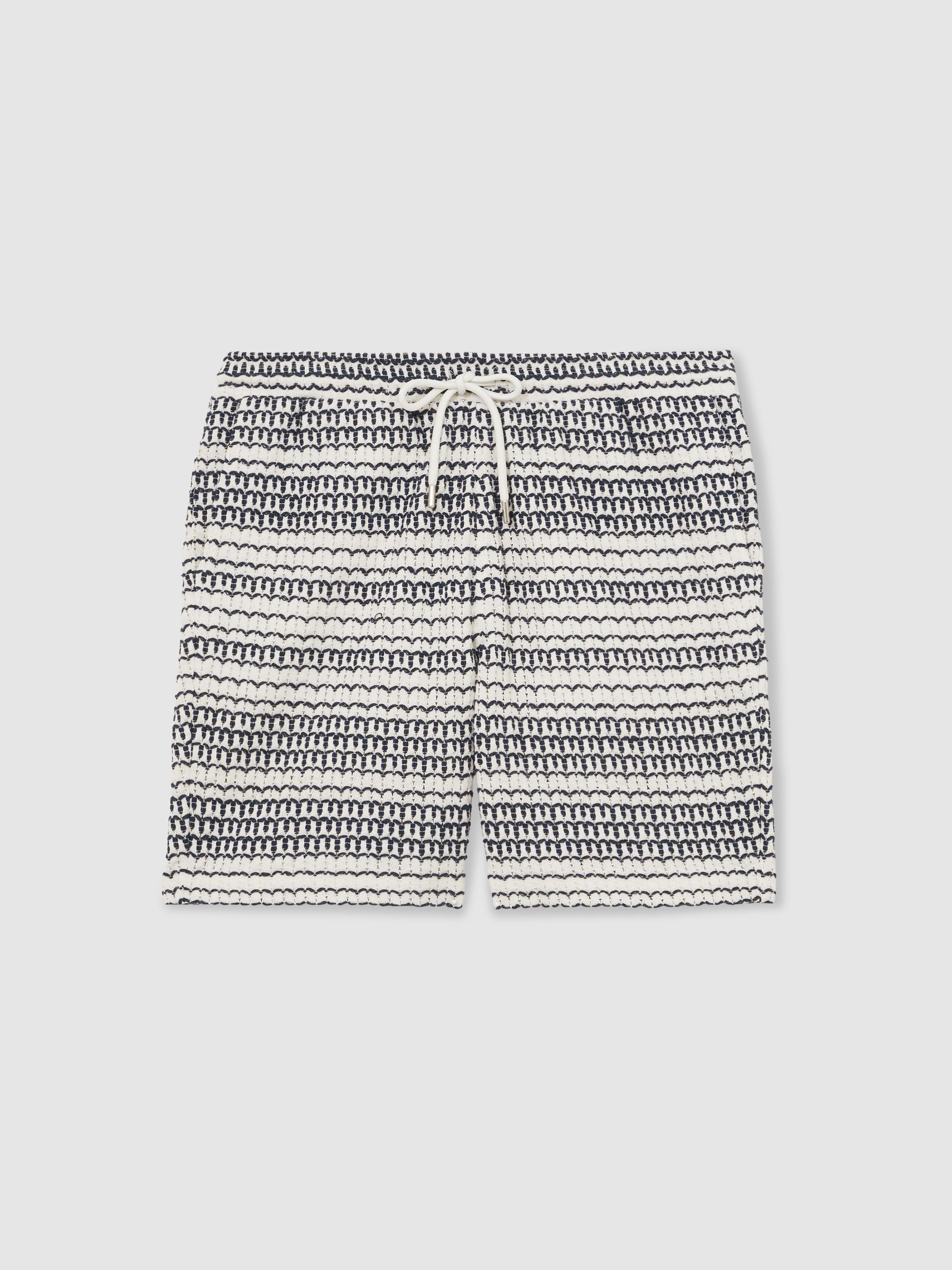 Crochet Drawstring Shorts in White/Black - Image 2 of 6