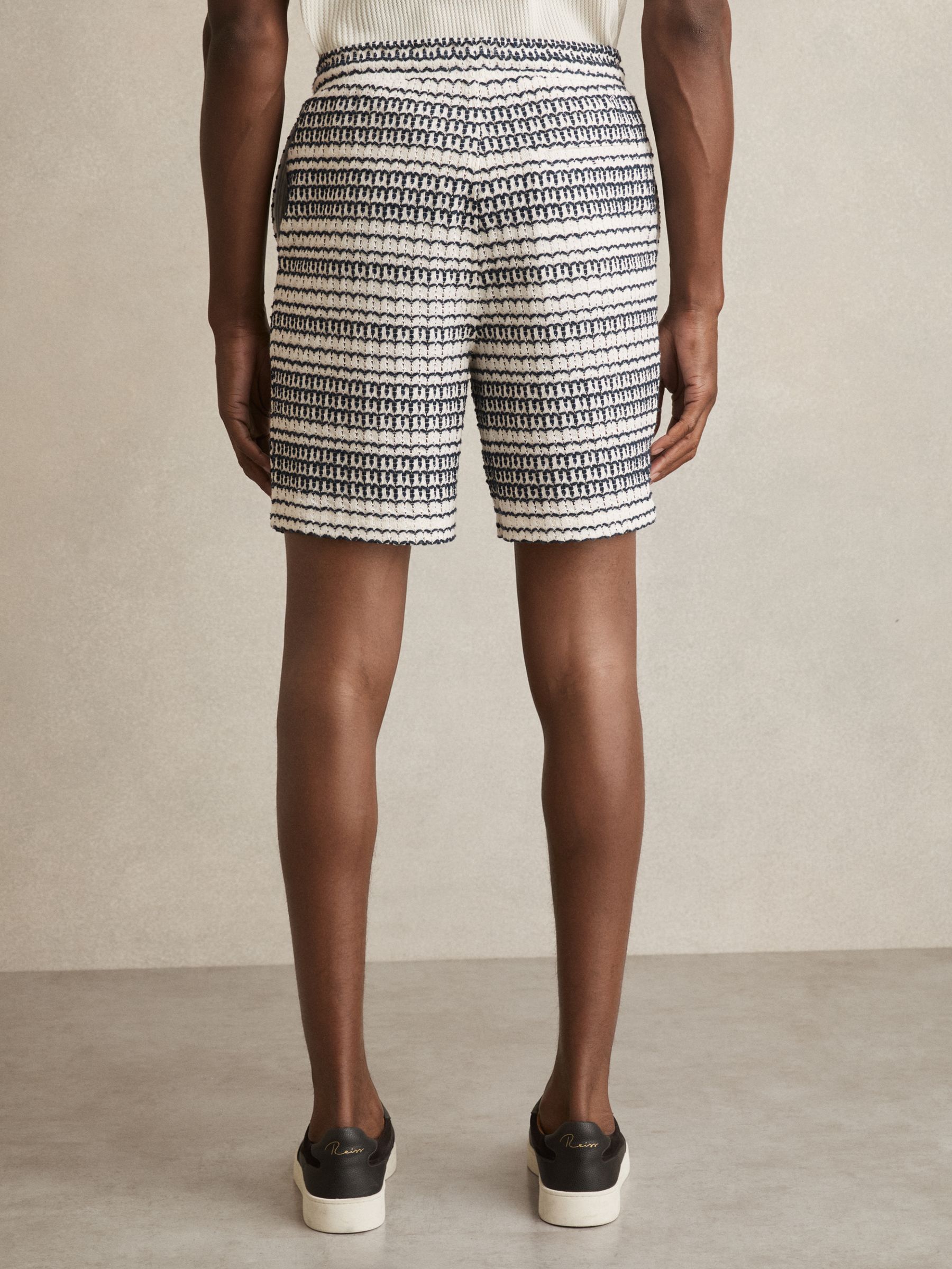 Crochet Drawstring Shorts in White/Black - image 5