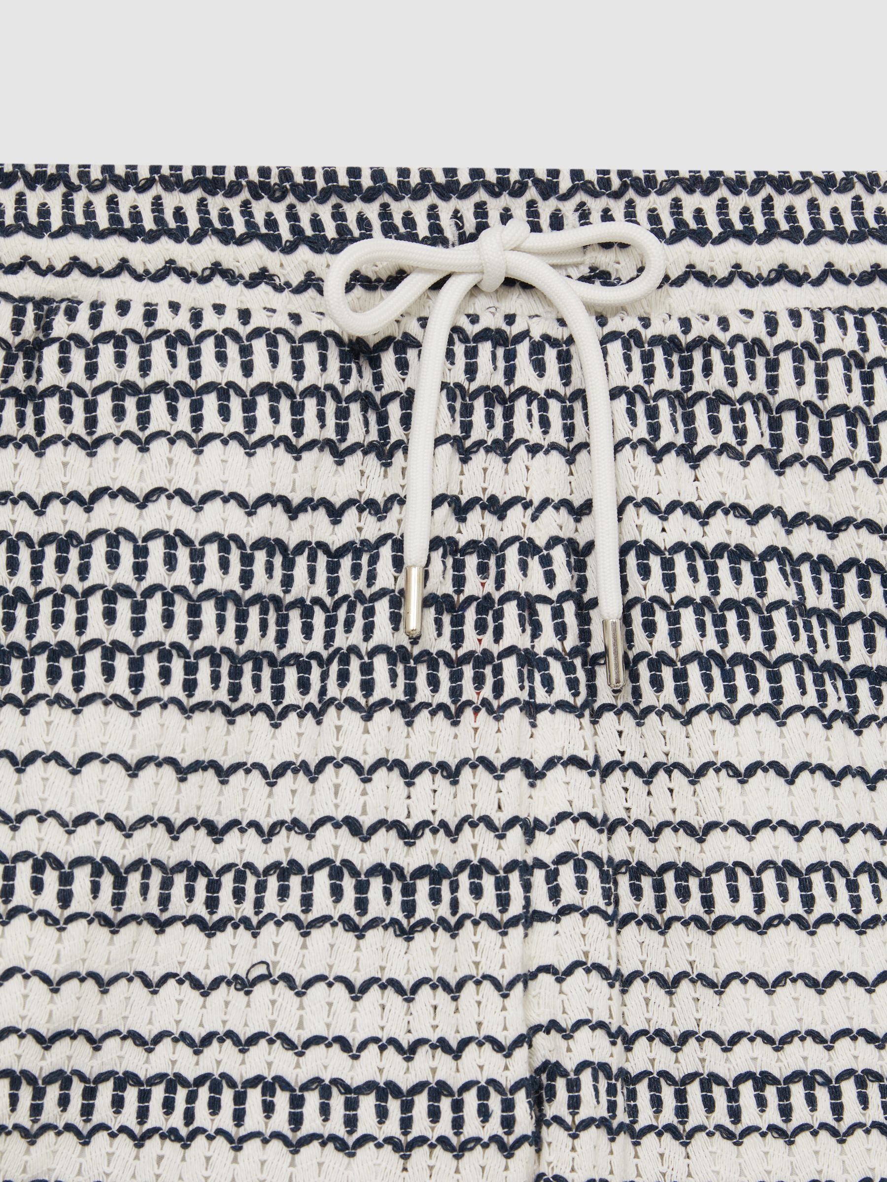 Crochet Drawstring Shorts in White/Black - Image 6 of 6