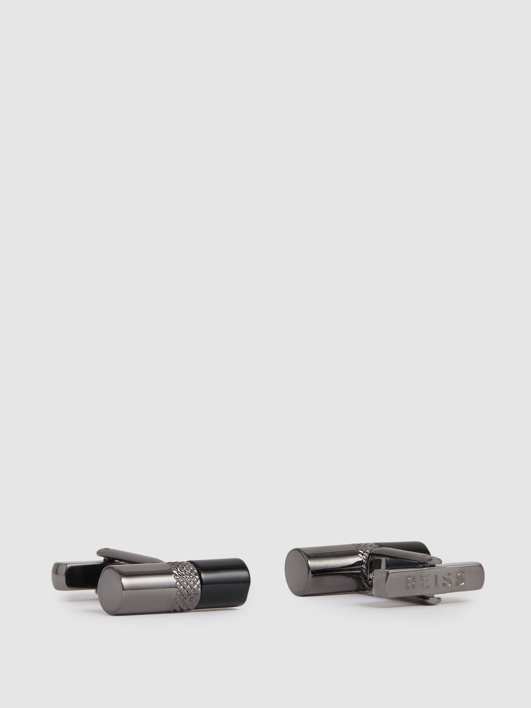 Onyx Barrel Cufflinks in Gunmetal Tone /Onyx - image 2