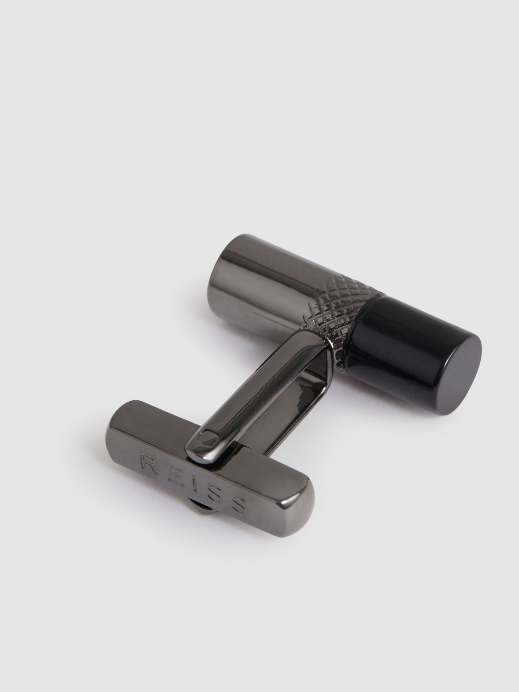 Onyx Barrel Cufflinks in Gunmetal Tone /Onyx - image 3