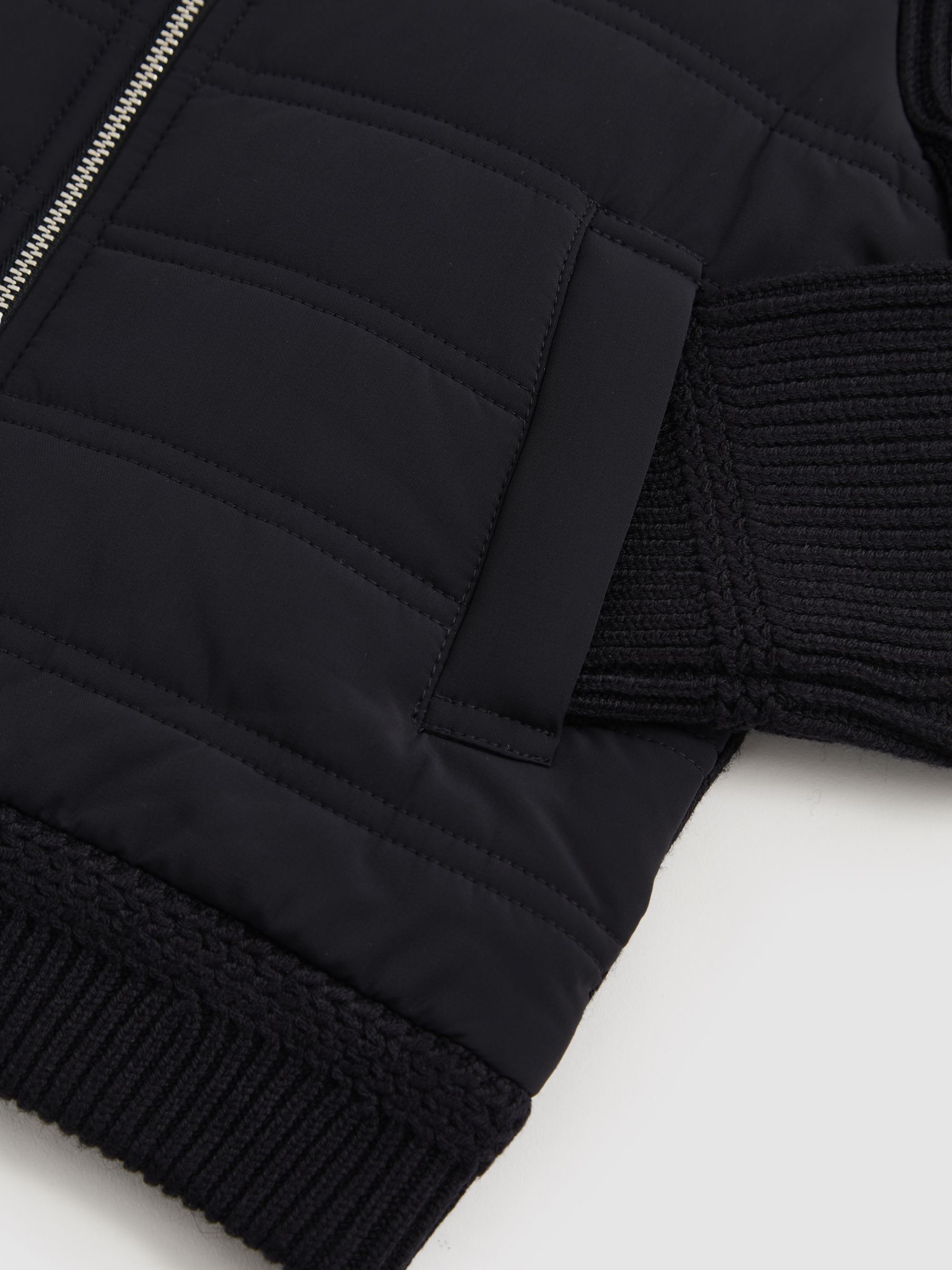 3-9 yrs Hybrid Quilt and Knit Zip Through Jacket in Navy - Image 4 of 4
